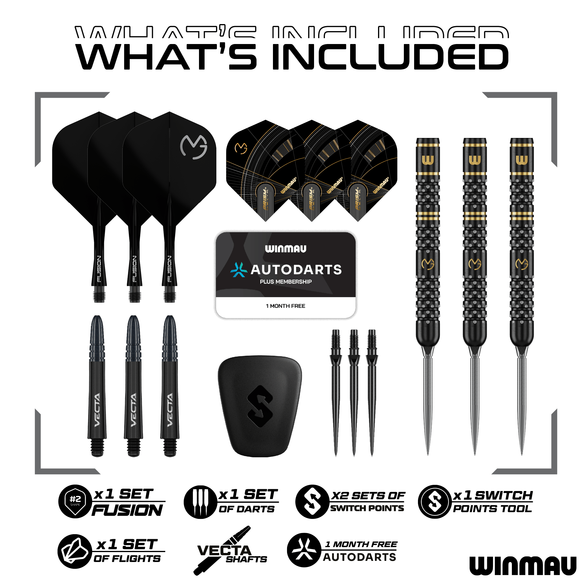 Fléchettes en acier Winmau Michael Van Gerwen W-MAX Switch Point Fléchettes en acier Winmau Michael Van Gerwen W-MAX Switch Point