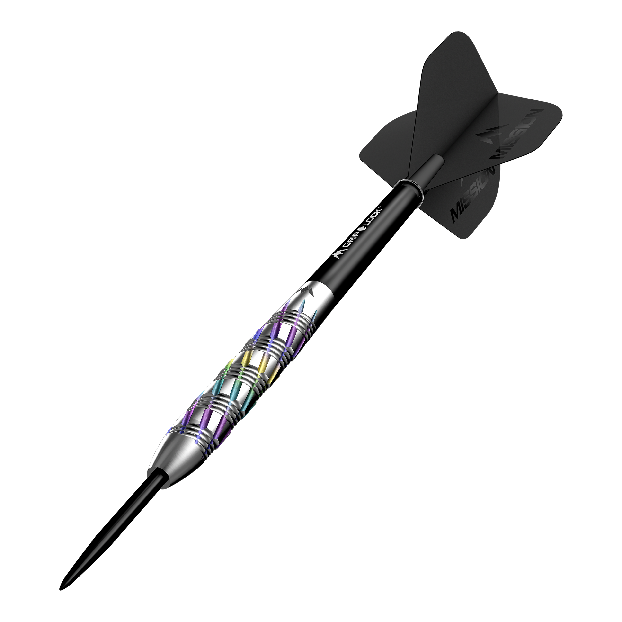 Dardos de acero Shuriken de Mission Mission Shuriken Steeldarts werden auf diesem Foto dargestellt. Die Steeldarts sind gut sichtbar und detailliert abgebildet.