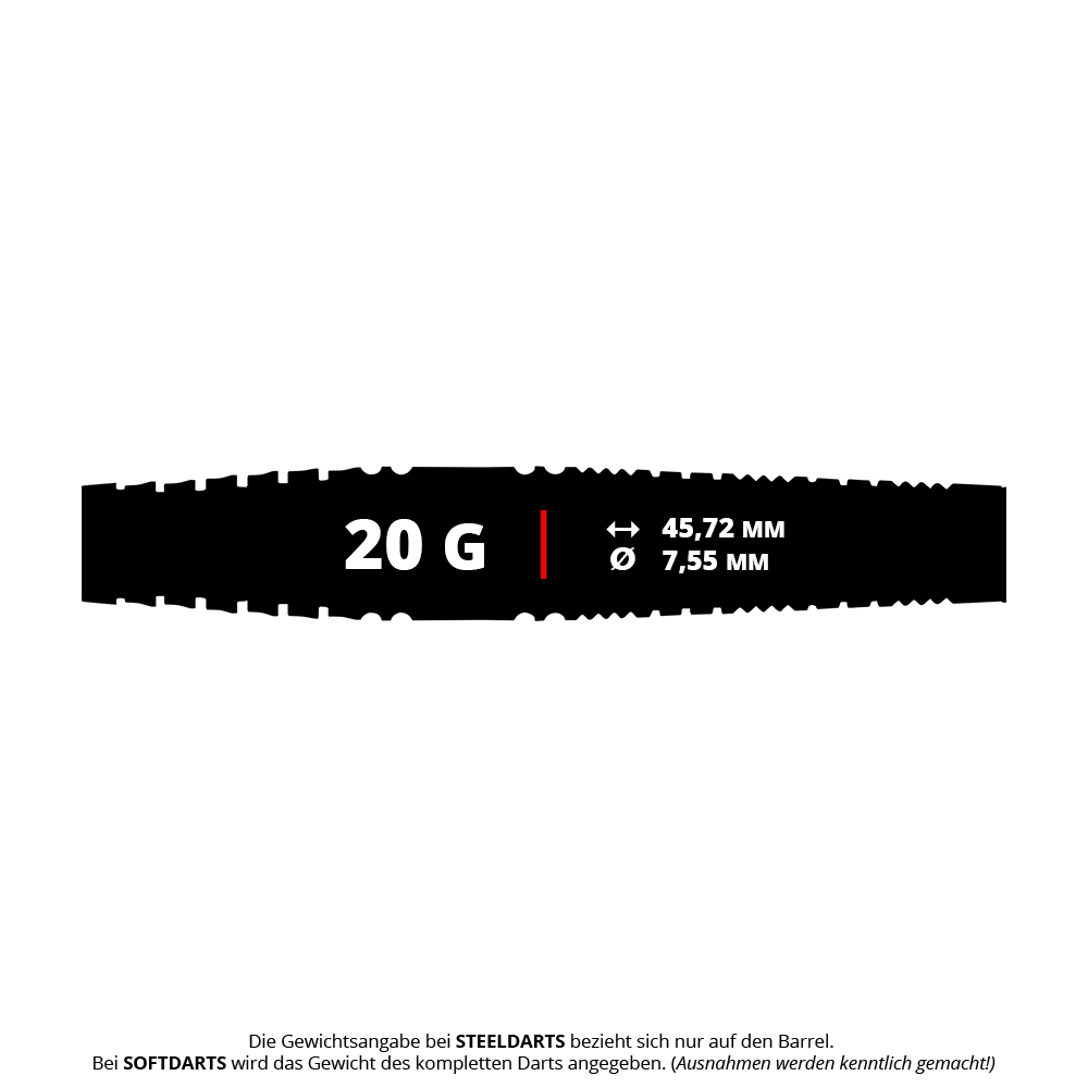 Dardos blandos Red Dragon Recon Torpedo - 20 g Auf dem Bild sind Red Dragon Recon Torpedo Softdarts mit einem Gewicht von 20g zu erkennen. Die Darts sind schlank und haben ein modernes Design.