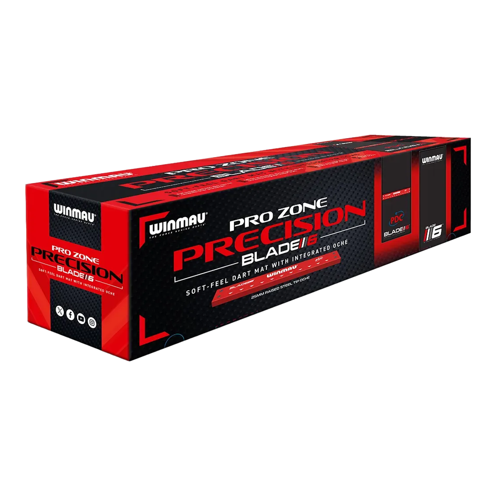 Tapis de fléchettes souple Winmau Pro Zone Precision Blade 6 Abgebildet ist die Winmau Pro Zone Precision Blade 6 Soft Dartmatte. Die Matte eignet sich ideal für Softdarts und präzises Spielen.