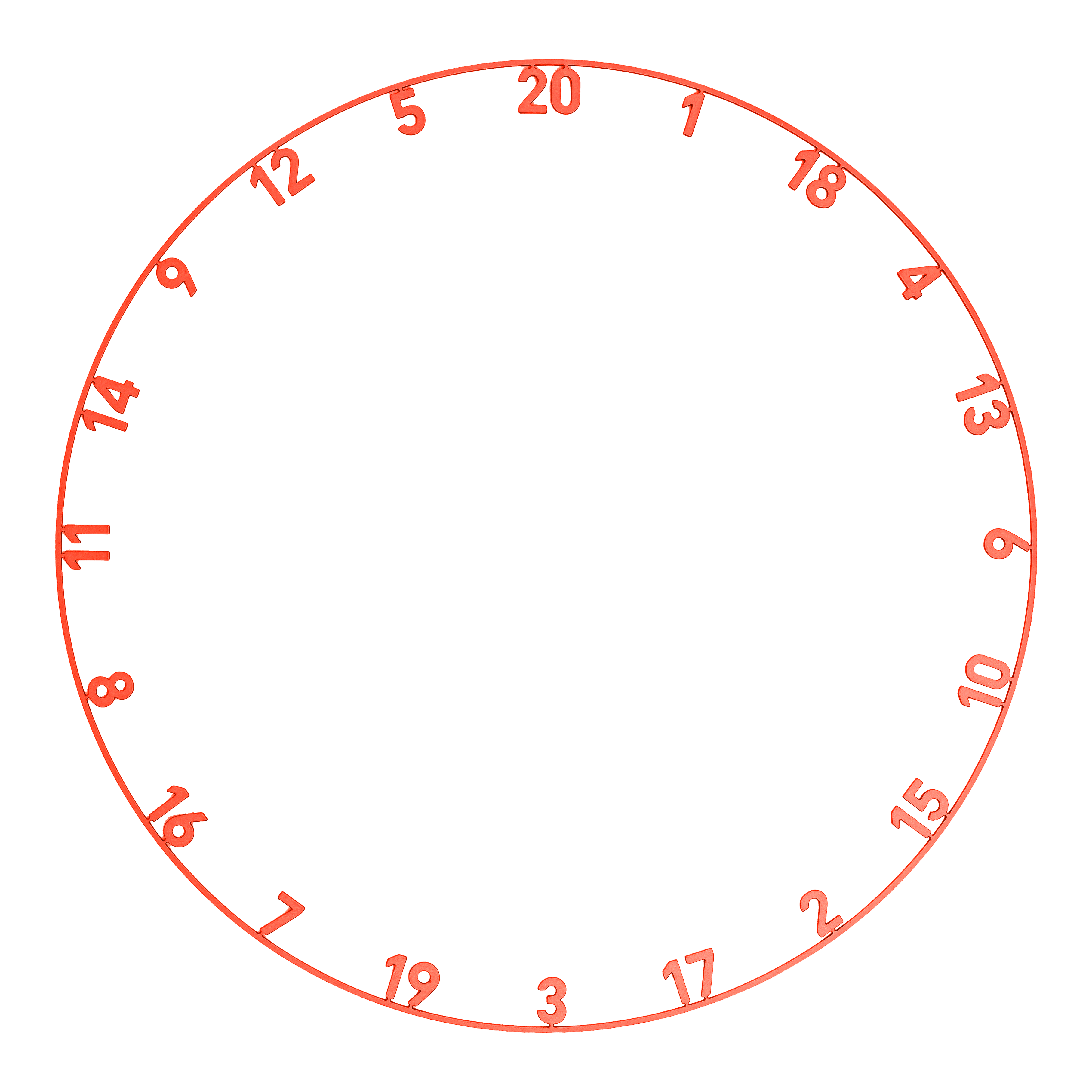 Precise 180 OnePiece Lasercut Number Ring Das Bild zeigt einen Zahlenring mit Lasercut-Design in Inferno Red. Dieses Zubehör gehört zum Darts-Sport.