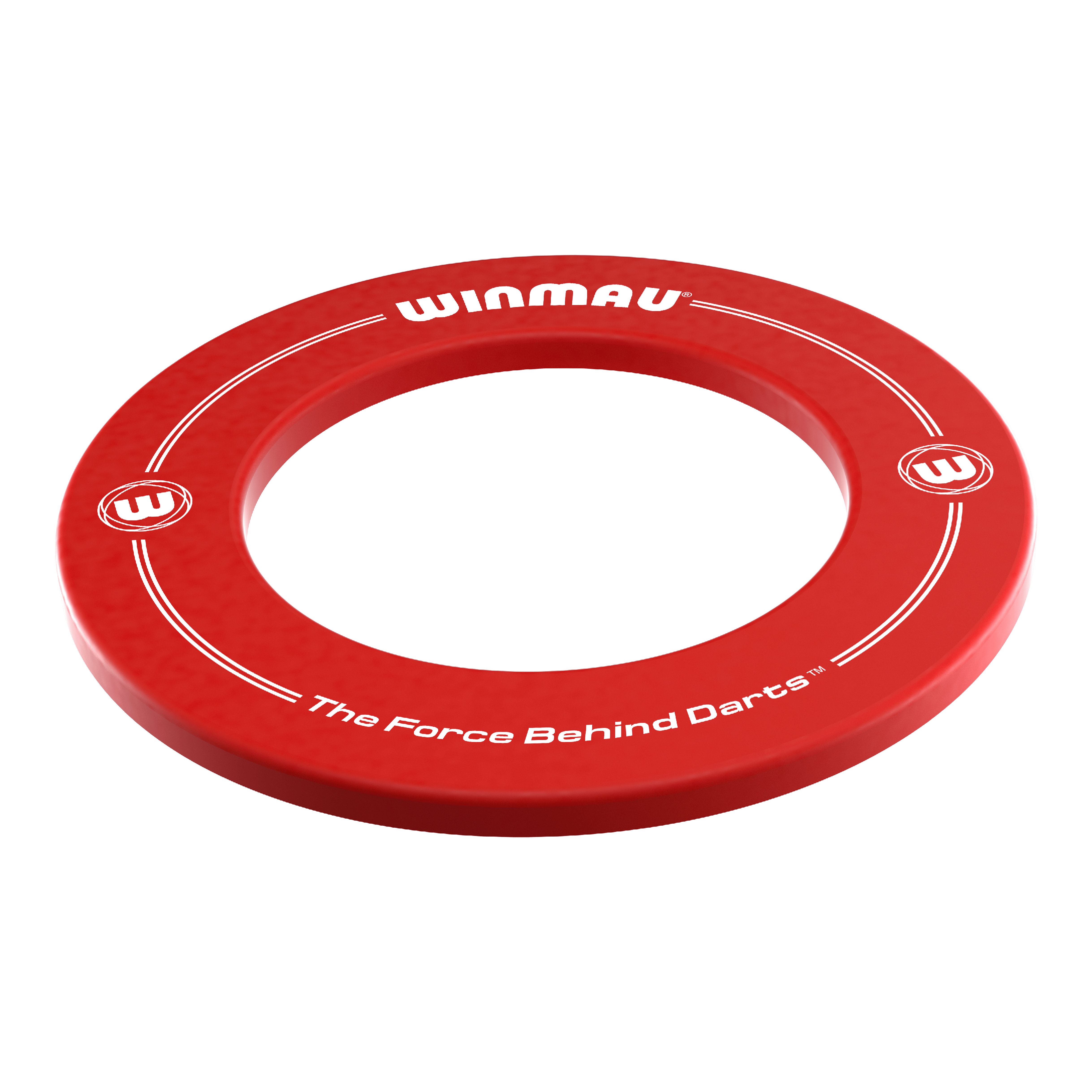 Winmau Dartboard Surround Das Bild zeigt einen roten Dartboard-Surround-Ring der Marke Winmau. Auf dem Ring stehen die Worte "WINMAU" und "The Force Behind Darts".