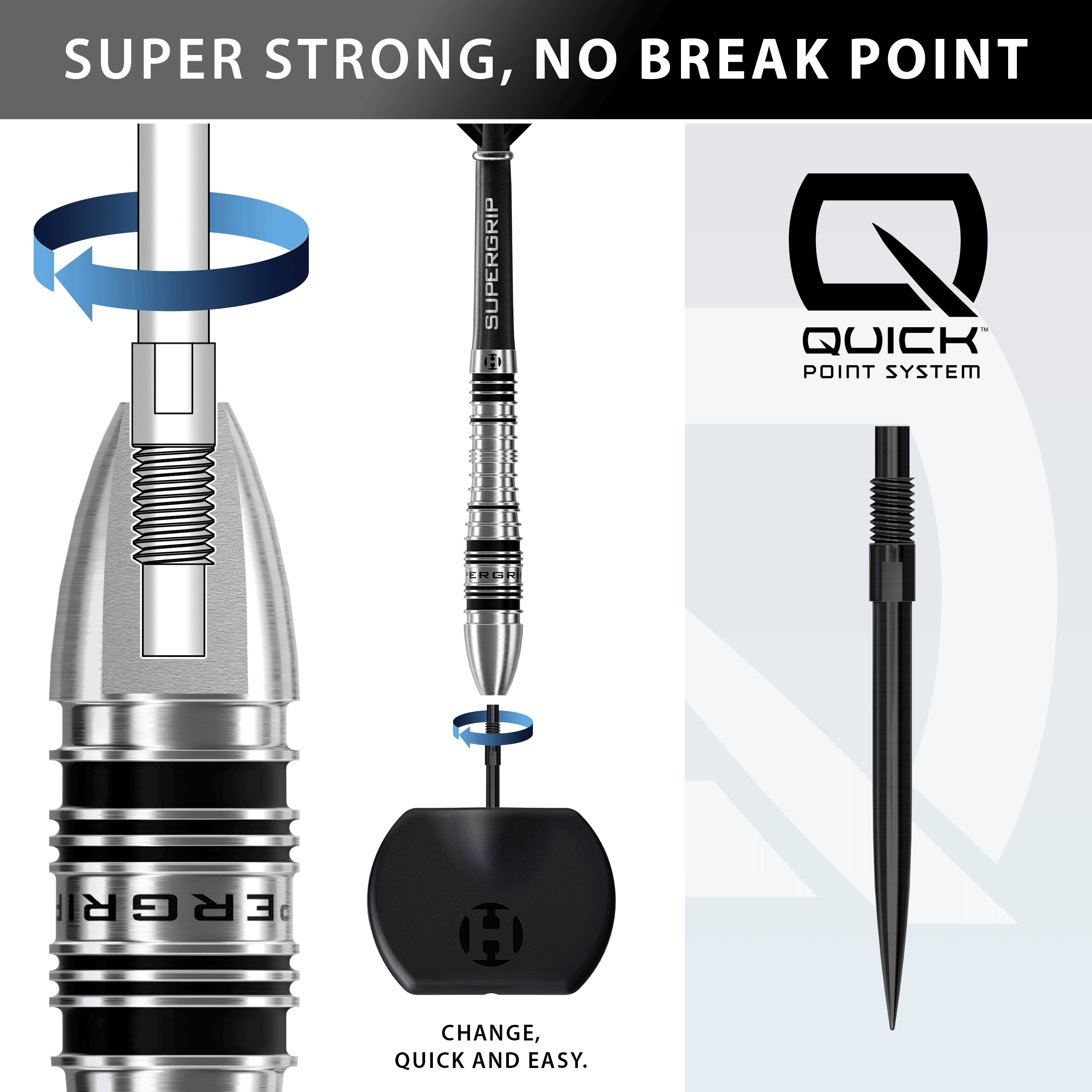 Dardos de acero Harrows Supergrip Bomb Quick Point Auf dem Bild sieht man die Harrows Supergrip Bomb Quick Point Steeldarts. Diese Darts sind ideal für ambitionierte Dartspieler.