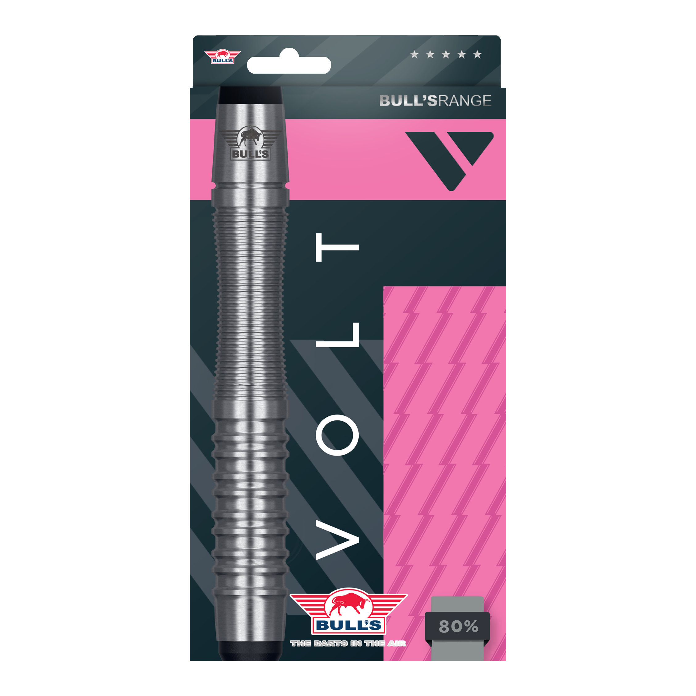 Šipky Bulls NL Volt Pink Soft - 19g Abgebildet ist das Set Bulls NL Volt Pink Softdarts - 19g. Mehrere Softdarts sind im Set enthalten.