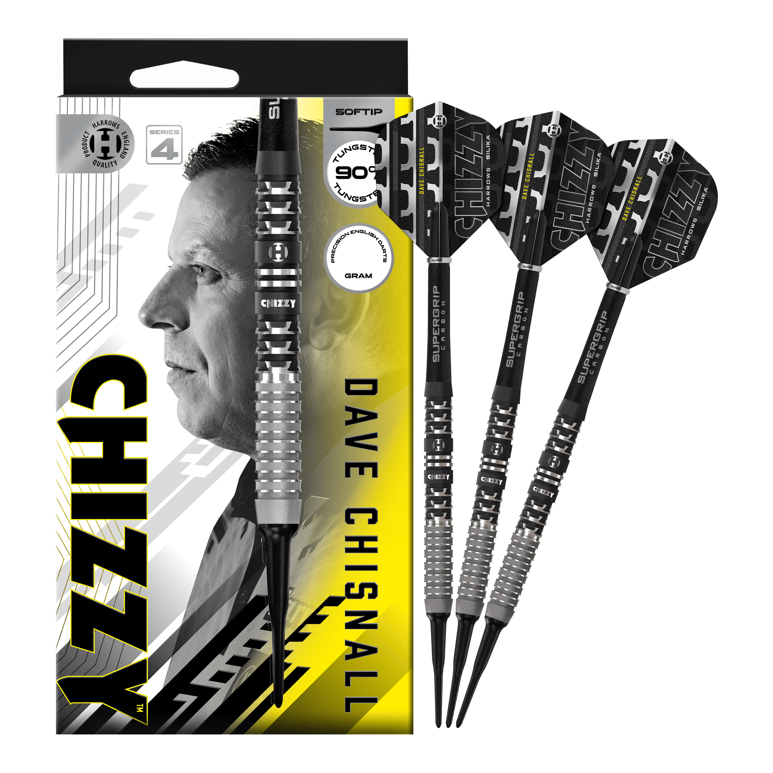 Dardos blandos Dave Chisnall Chizzy Serie 4 de Harrow Hier sieht man die Harrows Dave Chisnall Chizzy Series 4 Softdarts. Sie sind ideal für Softdart-Spieler.