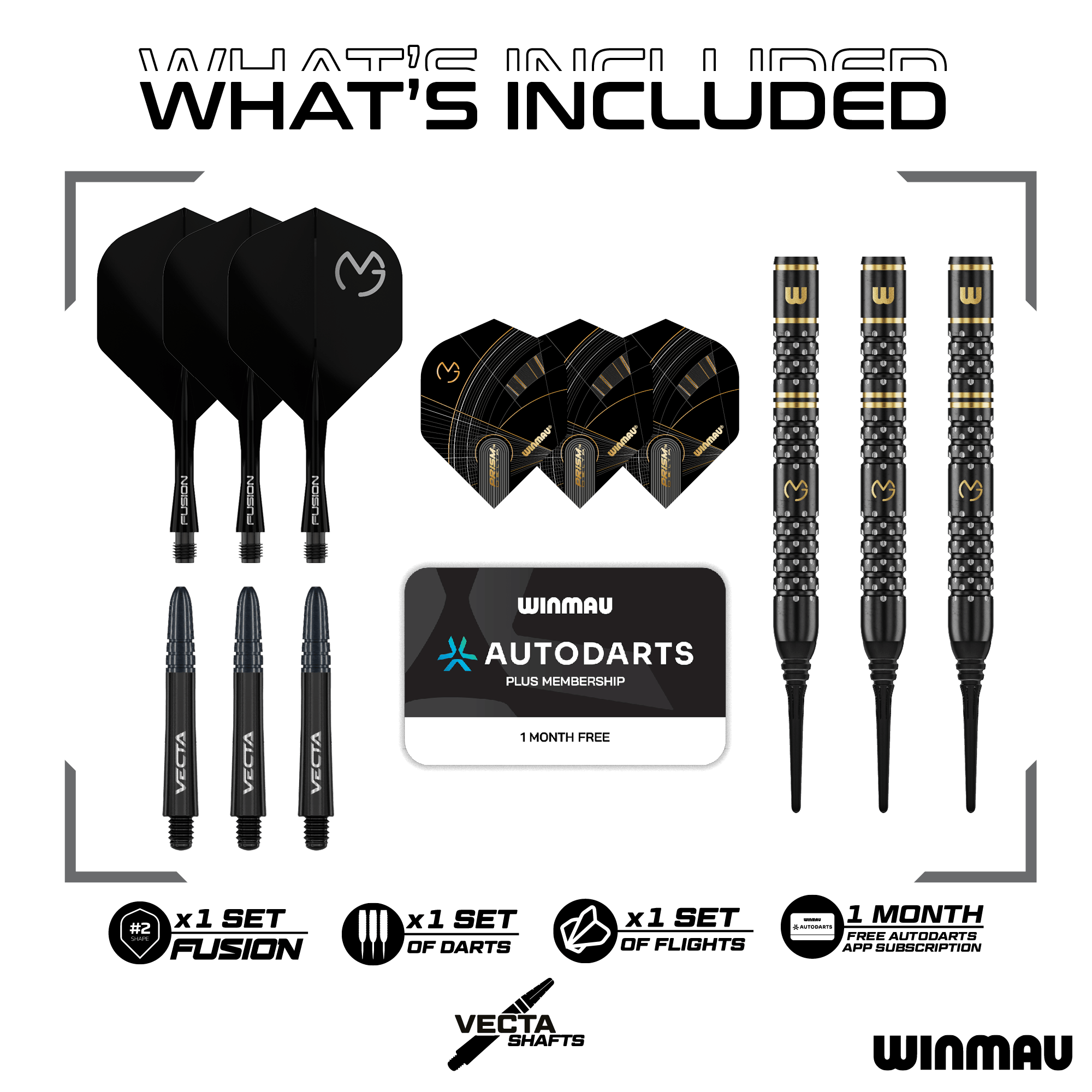 Winmau Michael Van Gerwen W-MAX Softdarts - 18g Das Bild zeigt Winmau Michael Van Gerwen W-MAX Softdarts mit 18g Gewicht. Das Darts-Set ist für Softdarts-Spieler gedacht.