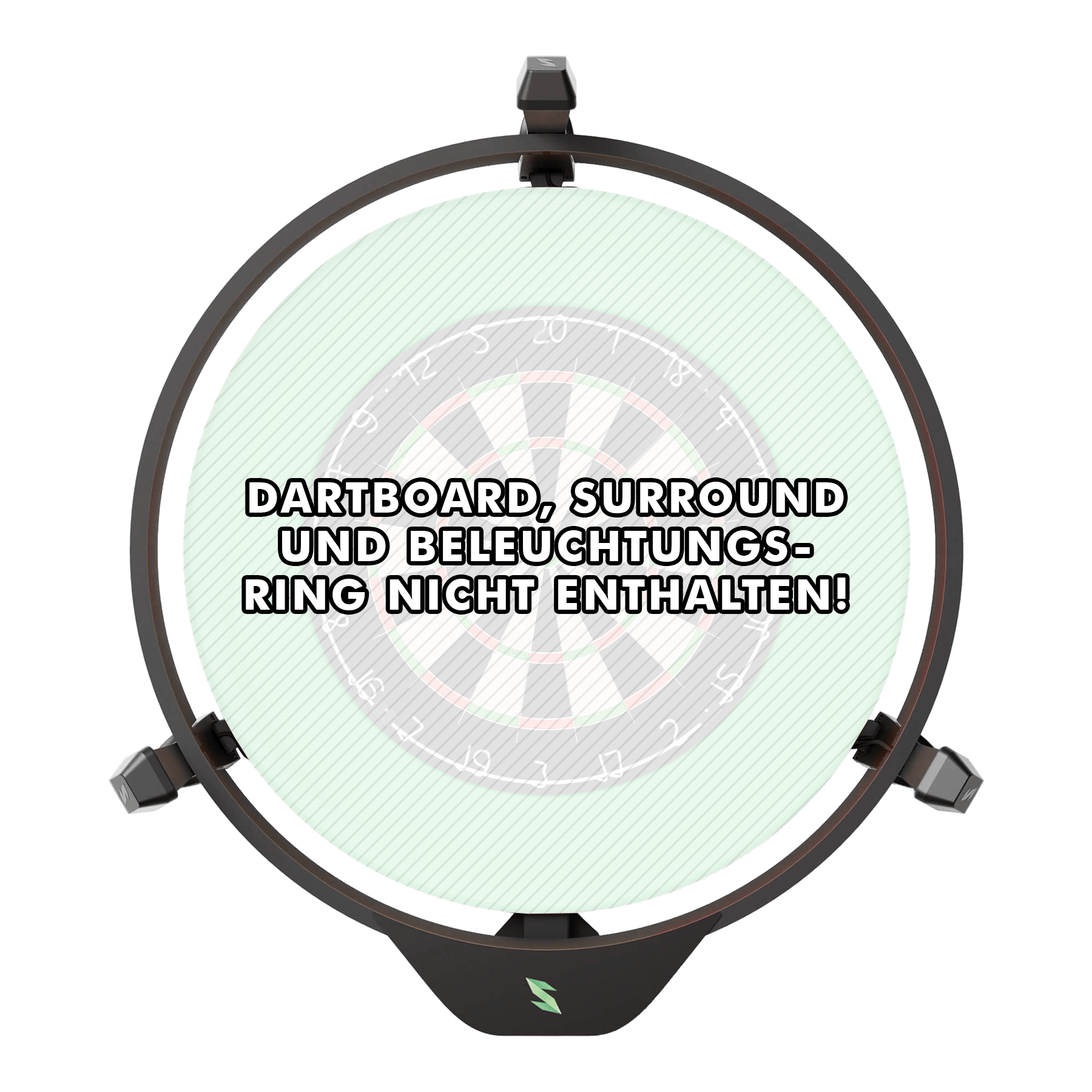 Elektronický systém automatického bodování Scolia Home 2 2026 Das Bild zeigt das Produkt "Scolia Home 2 Electronic Score System", das an einem Dartboard angebracht ist. Auf dem Bild steht geschrieben, dass Dartboard, Surround und Beleuchtungsring nicht enthalten sind.