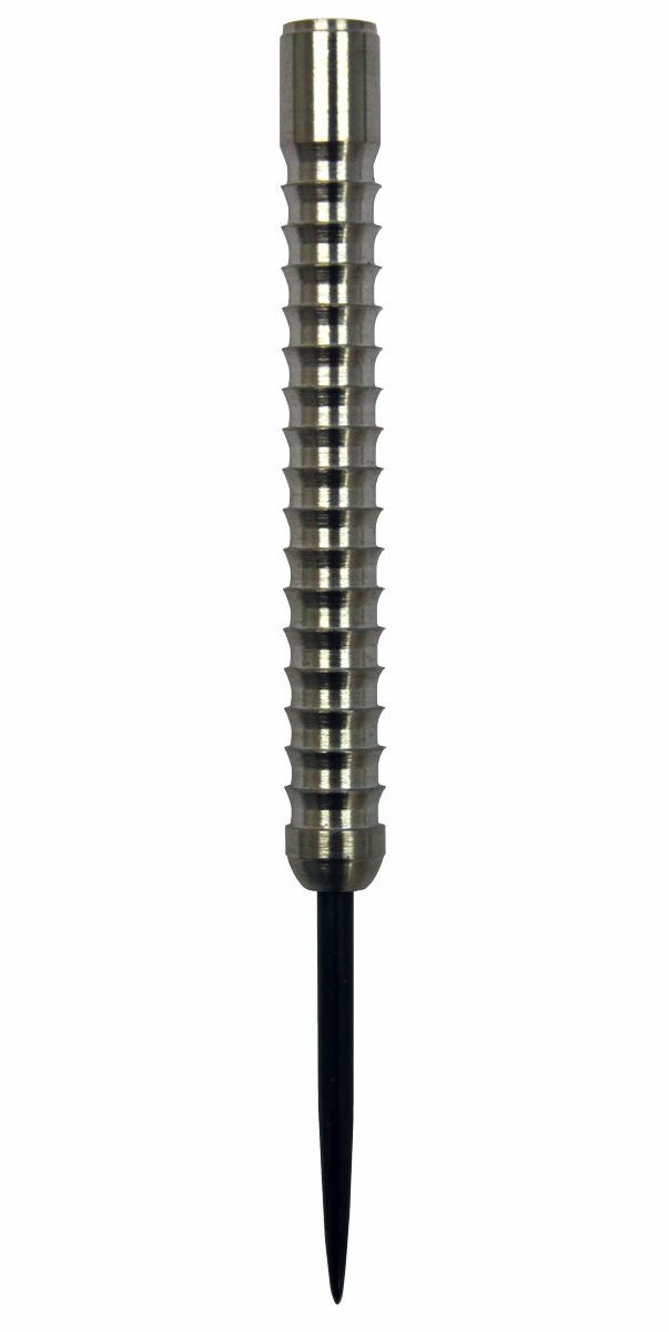 mcusst Das Bild zeigt ein Ultra Shark Steel Barrel, das für Dartpfeile verwendet wird. Das Barrel besteht aus silberfarbenem Metall mit einer geriffelten Oberfläche für besseren Halt.