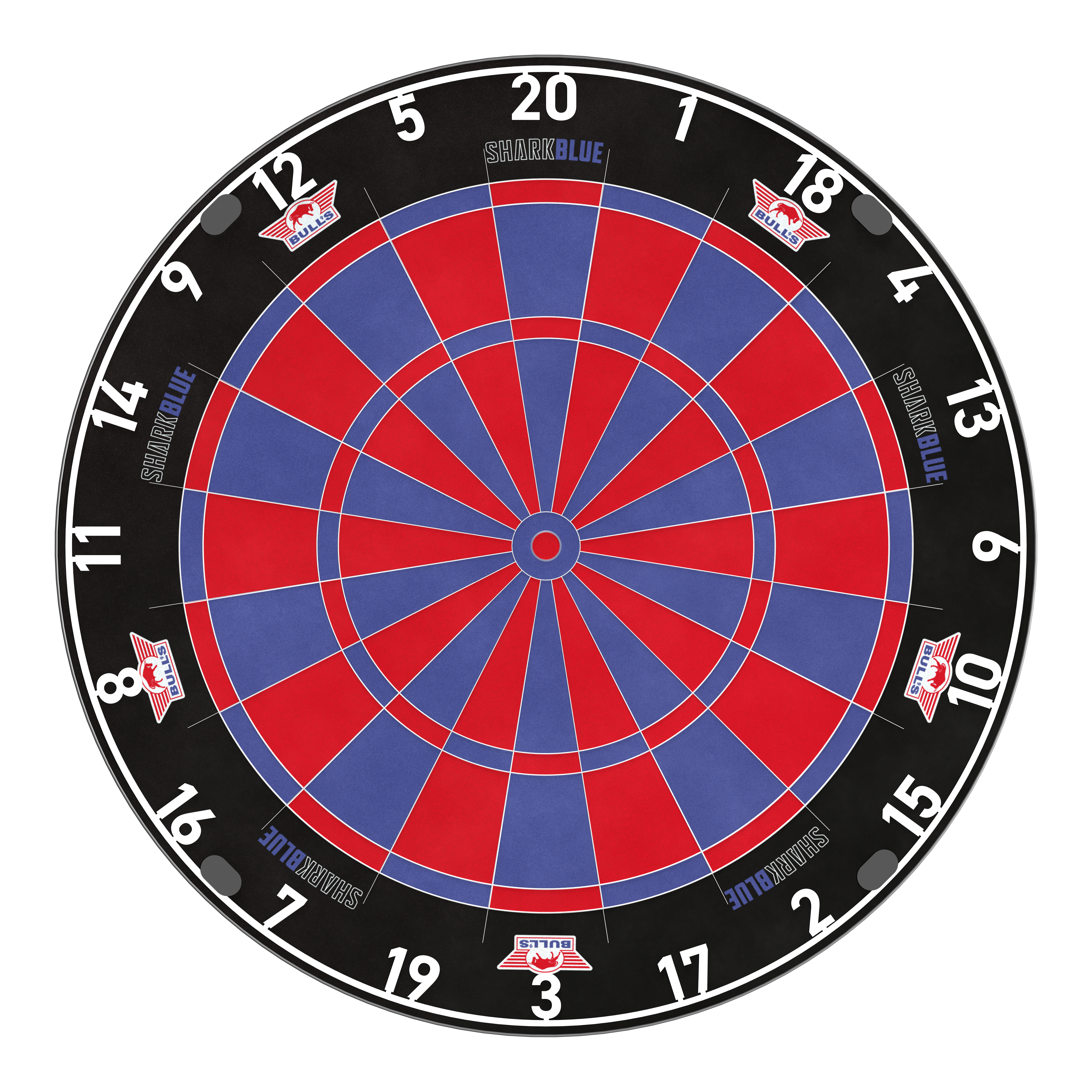 Ocelový terč Bulls NL Shark Blue Pro Das Bulls NL Shark Blue Pro Steeldartboard wird im Ganzen gezeigt. Die Markierungen und Details sind klar zu erkennen.
