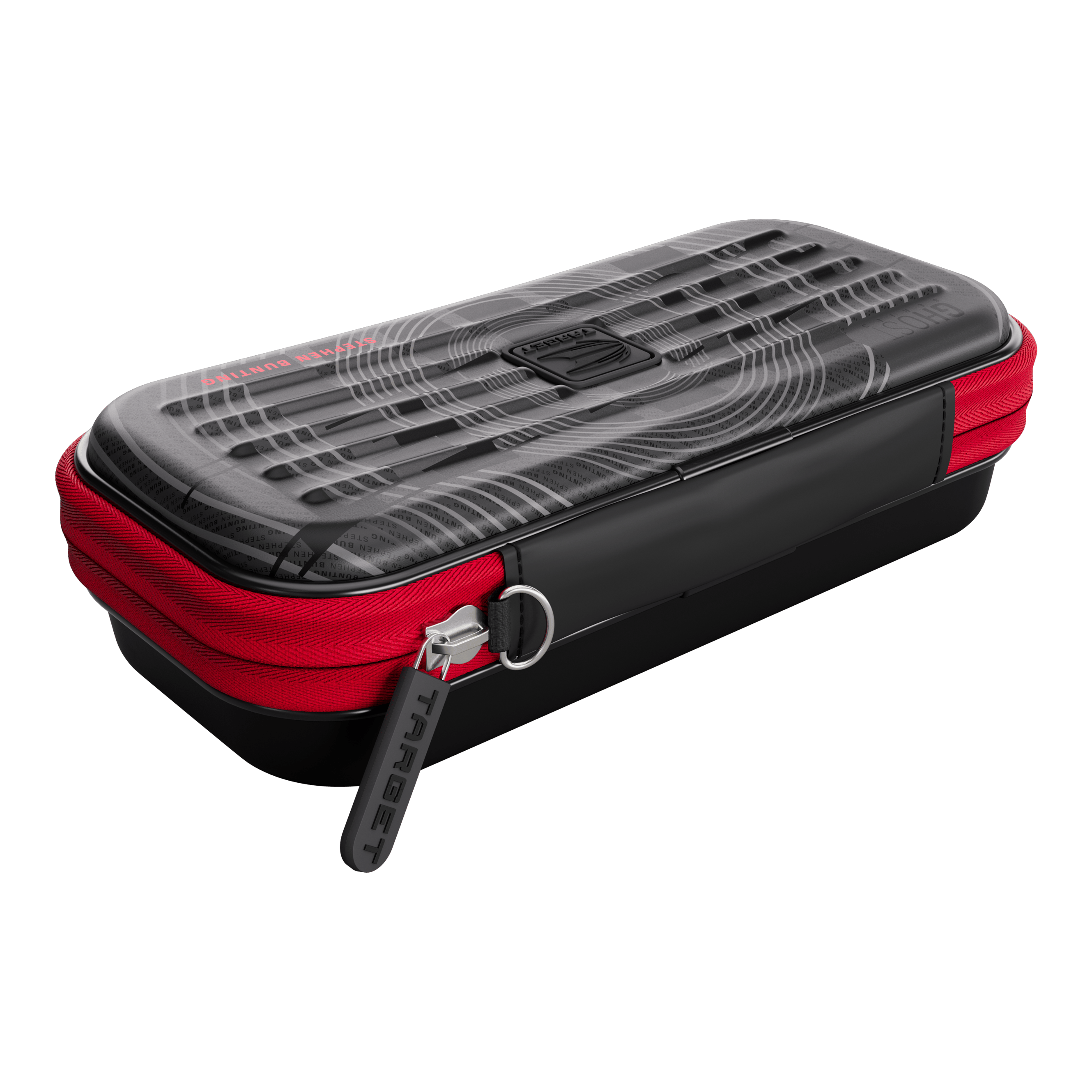 Auf dem Bild ist das Takoma Ghost Series Stephen Bunting Dartcase abgebildet. Das Produkt ist ein elegantes Dartcase aus der Ghost Series.