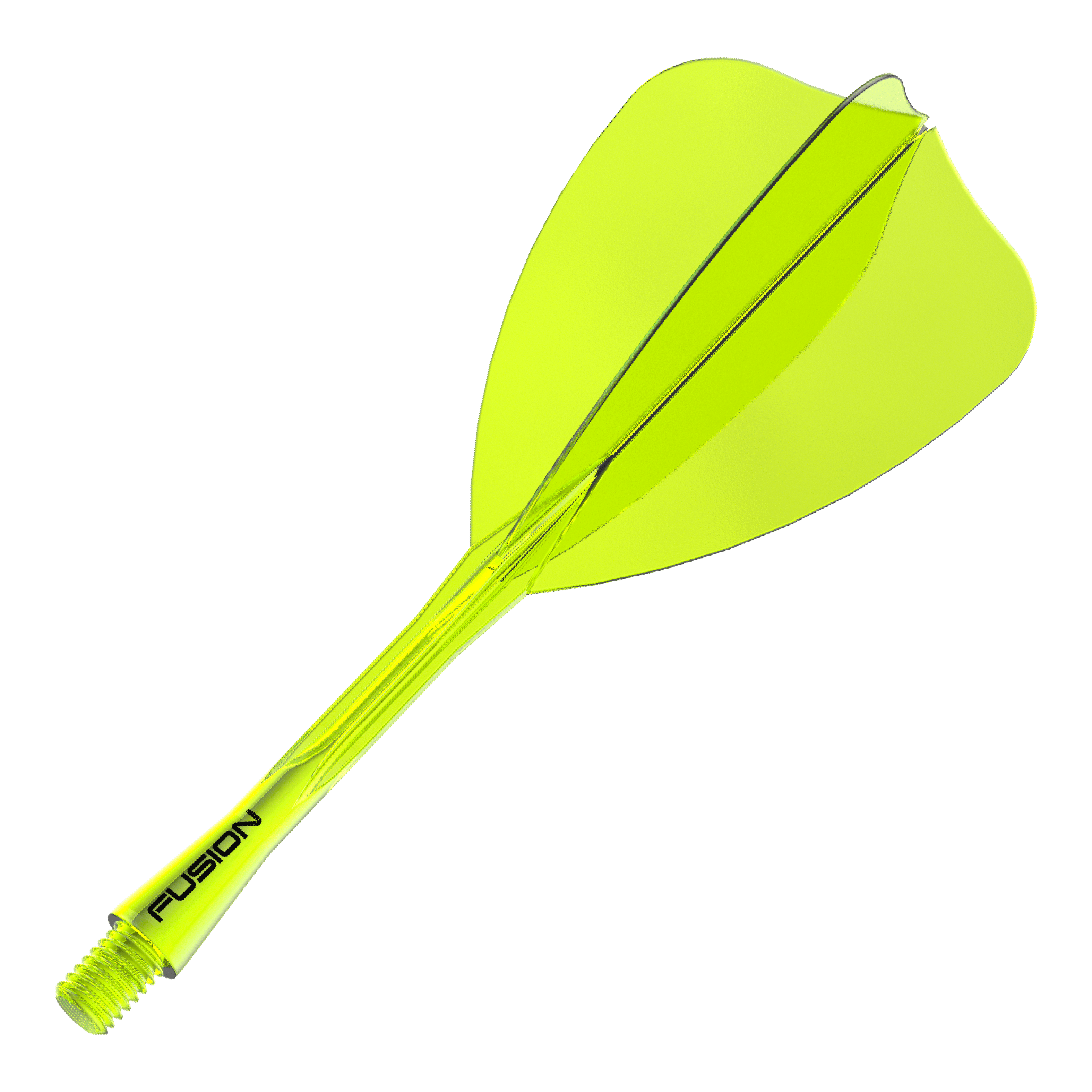 Système de vol Winmau Fusion Arrow Jaune fluo Das Bild zeigt ein Winmau Fusion Flight Shaft System in Neon-Gelb mit einer Länge von 34mm. Es ist ein Zubehörteil für Darts-Spieler und dient als Schaft für Dartpfeile.