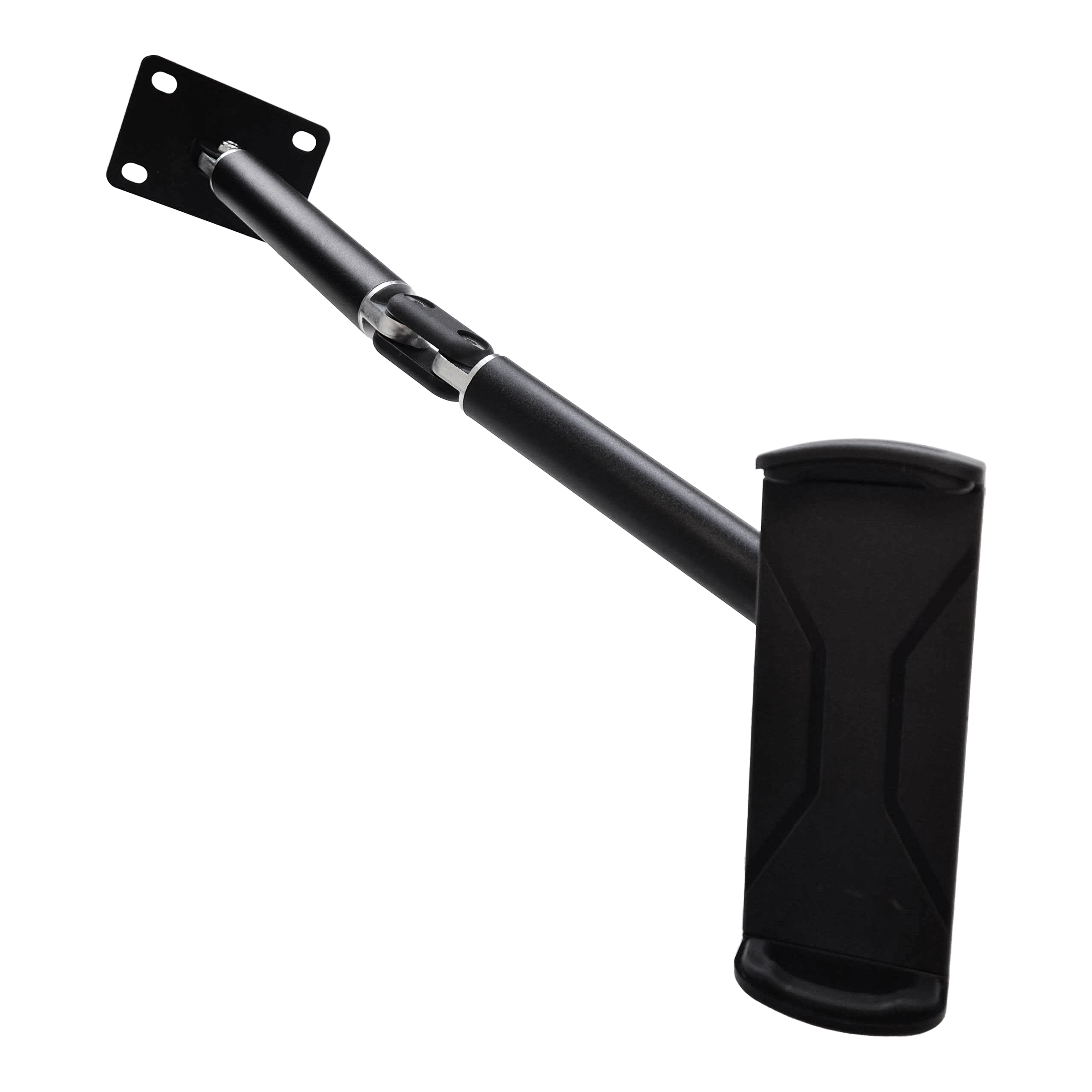 Nástěnný držák tabletu McDart TABFlex s flexibilním ramenem Die Abbildung zeigt die McDart TABFlex Tablet-Wandhalterung mit flexiblem Arm. Diese Halterung ist schwarz und lässt sich an der Wand befestigen, um ein Tablet sicher zu halten.