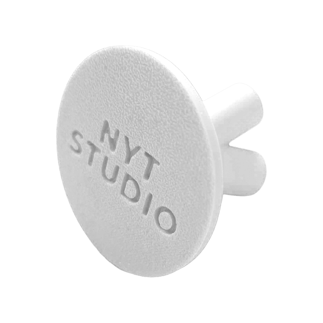 NYT Studio Compact Darthalter Abgebildet ist ein weißer, kompakter Darthalter von NYTStudio. Das Modell trägt den Namen '678_NYTStudio_Compact_Darthalter_Wei_3'.