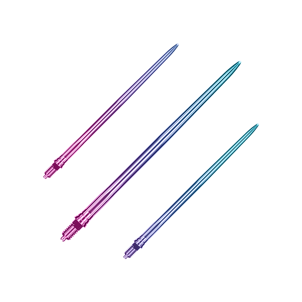 Pointes de fléchettes Caliburn EZ-EVO - Lisses - Arc-en-ciel Abgebildet ist ein Set von glatten, regenbogenfarbenen Dartspitzen mit einer Länge von 50 mm. Das Set eignet sich für verschiedene Dartspiele.
