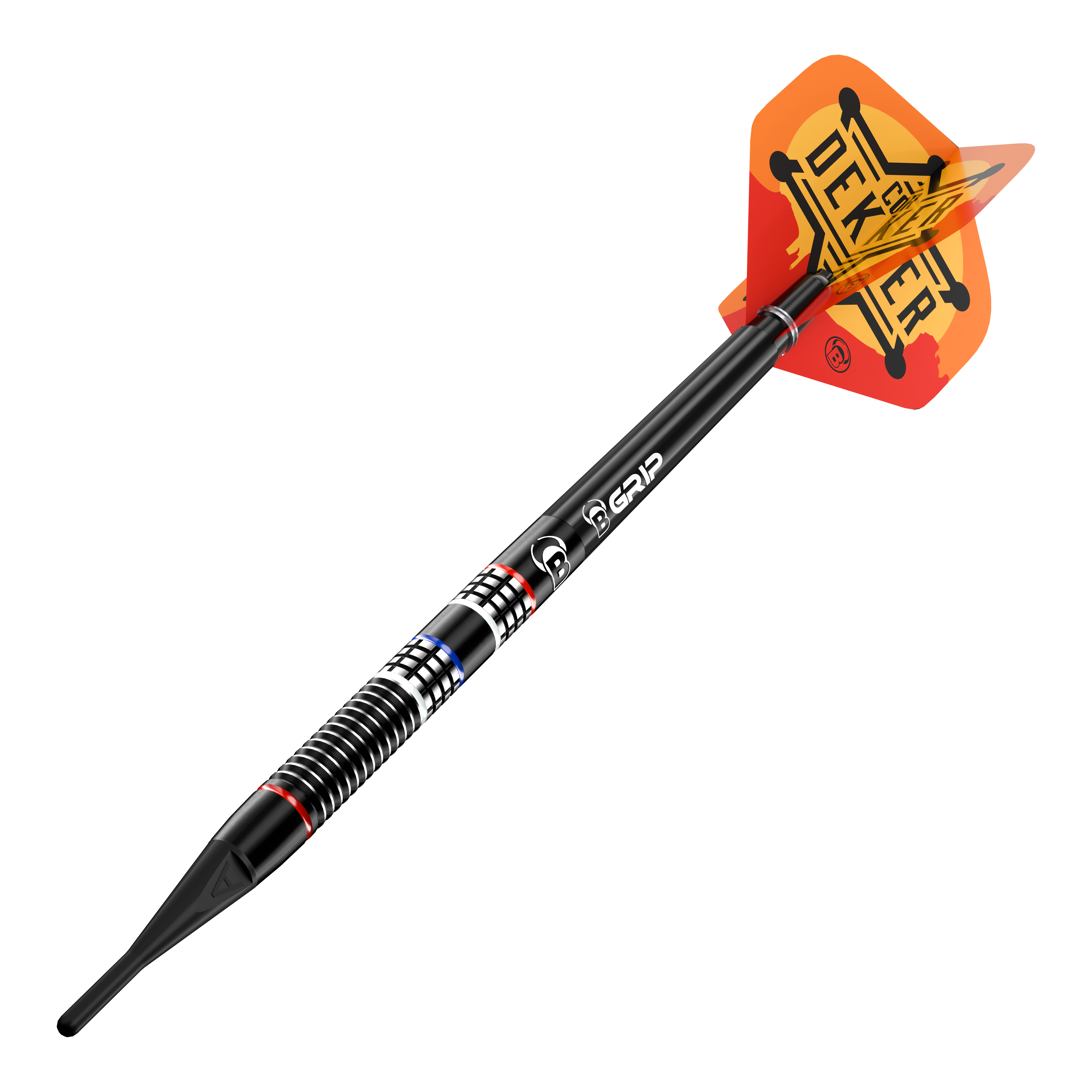 Dardos suaves Bulls Cor Dekker The Sheriff - 20 g Dies ist ein Bild der Bulls Cor Dekker The Sheriff Softdarts - 20g. Das Produkt wird deutlich von der Seite gezeigt.