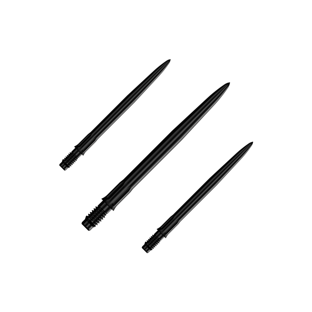 Mission R2.5 Rapid Point SM1 Dartspitzen - Schwarz Das Bild zeigt ein Set schwarzer Dartspitzen mit einer Länge von 30 mm. Mehrere Spitzen sind nebeneinander zu sehen.