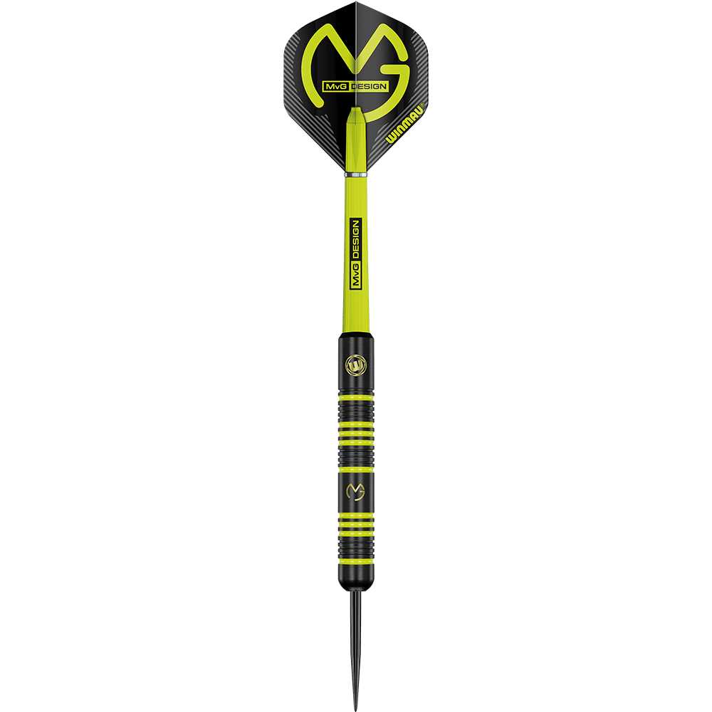 1233_Winmau_Michael_Van_Gerwen_MvG_Ambition_Steeldarts_1tY1VGj9FcJWc8 Winmau Michael Van Gerwen MvG Ambition Steeldarts sind Dartpfeile mit geriffeltem Griffbereich. Sie werden als Dreierset präsentiert.