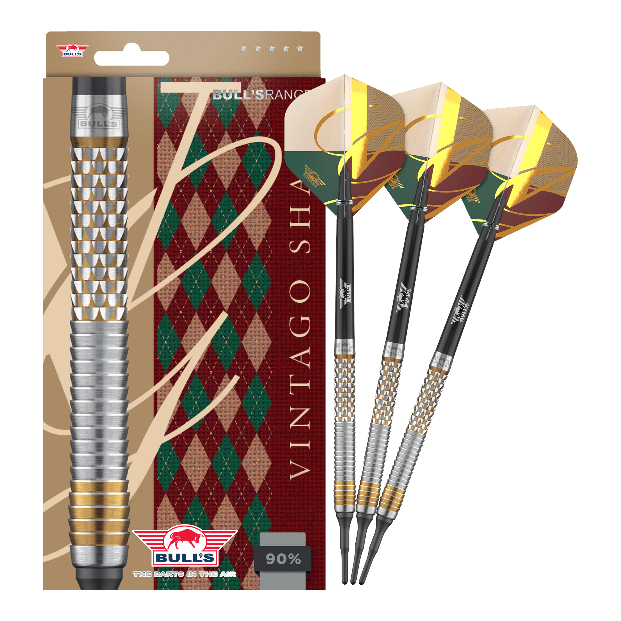 Dies ist ein Bild von Bulls NL Vintago Shark Softdarts - 18g. Zu sehen sind hochwertige Softdarts für den Dartsport.