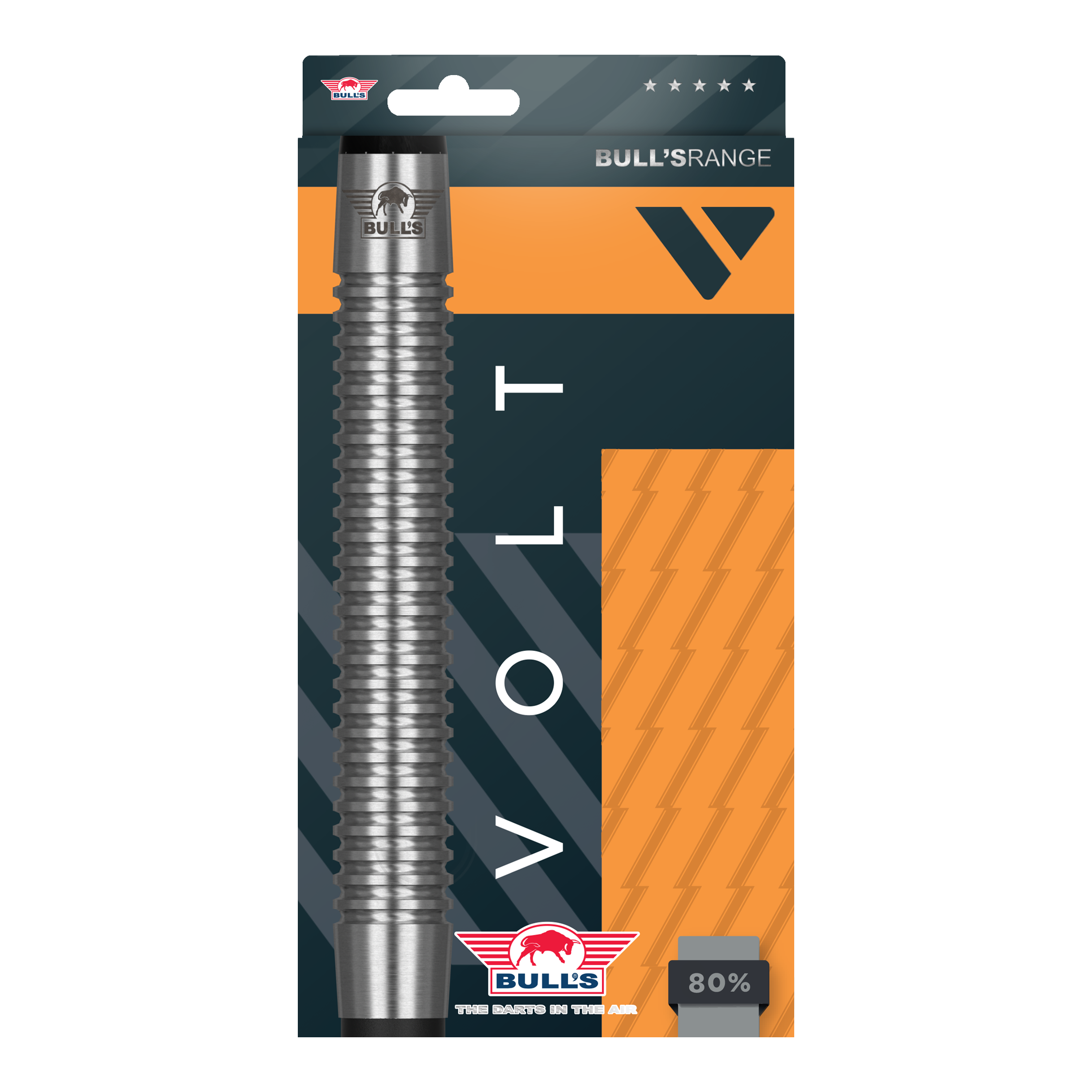 Šipky Bulls NL Volt Orange Soft - 18g Das Produkt zeigt Bulls NL Volt Orange Softdarts - 18g als Set. Die einzelnen Darts sind detailliert dargestellt.