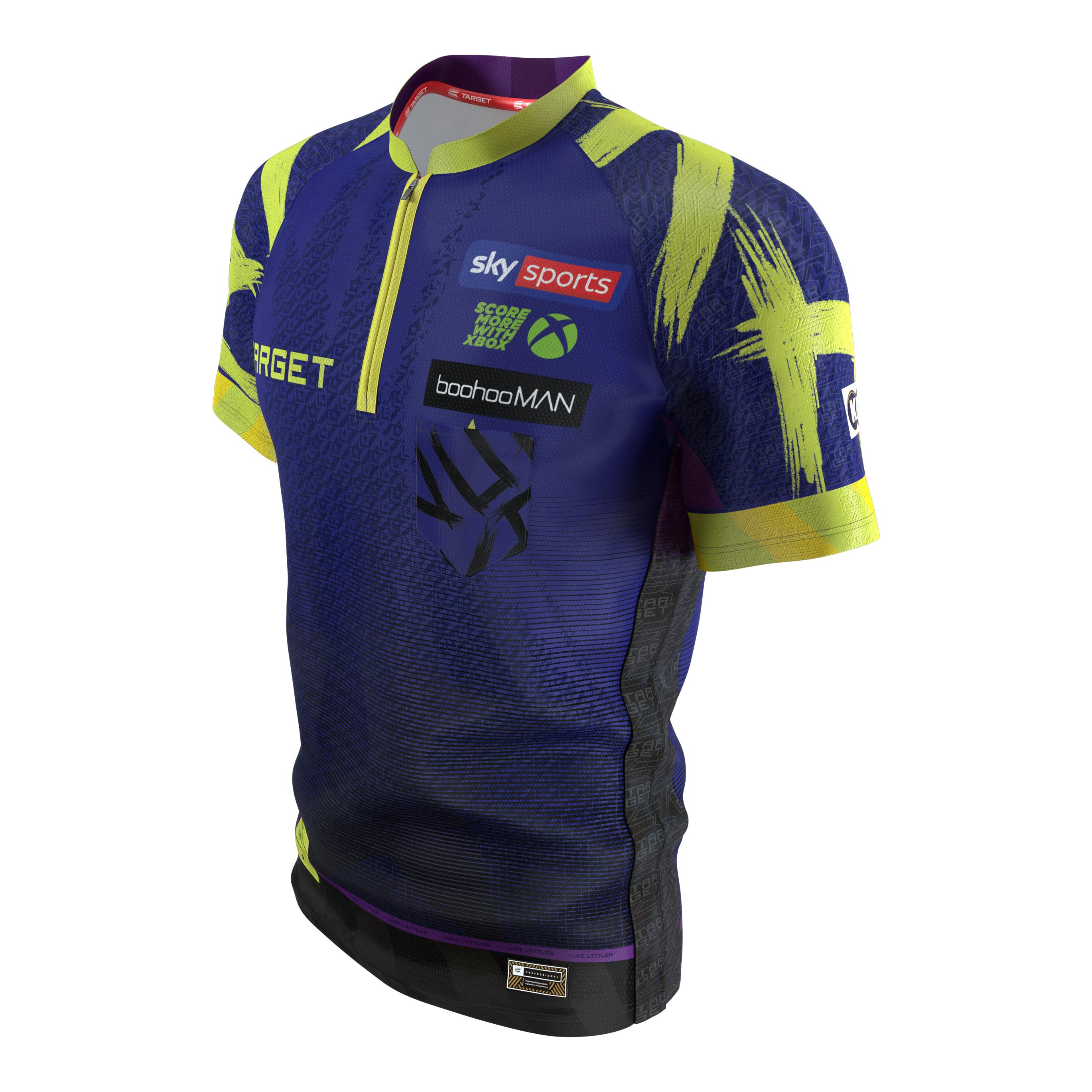 Target Luke Littler Dartshirt 2026 Dieses Bild stellt das Target Luke Littler Dartshirt 2026 dar. Das Shirt kombiniert Funktionalität mit einem attraktiven Design.