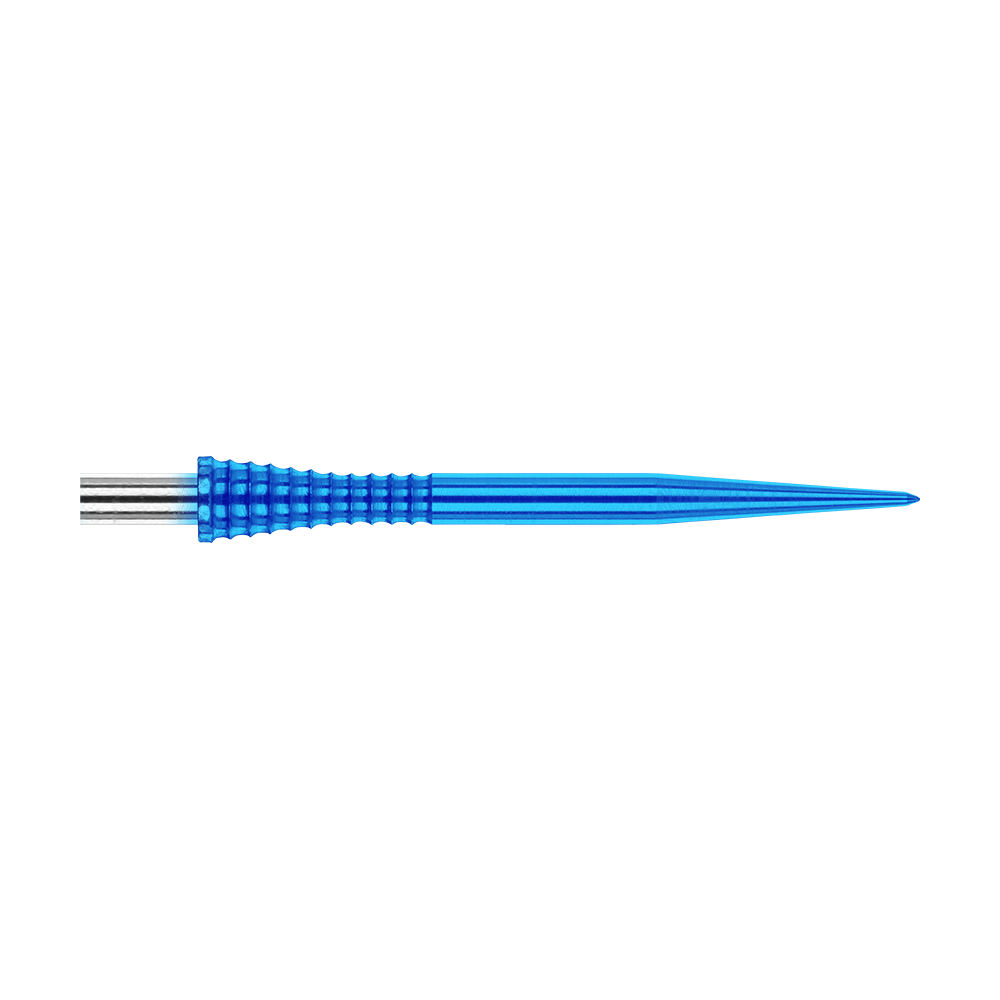 Puntas de dardos de acero Red Dragon Raptor Gripped Blue 30mm Das Bild zeigt eine blaue Dartspitze mit griffiger Struktur aus Metall. Es handelt sich um das Produkt "Red Dragon Raptor Gripped Blue Steeldartspitzen 30mm".