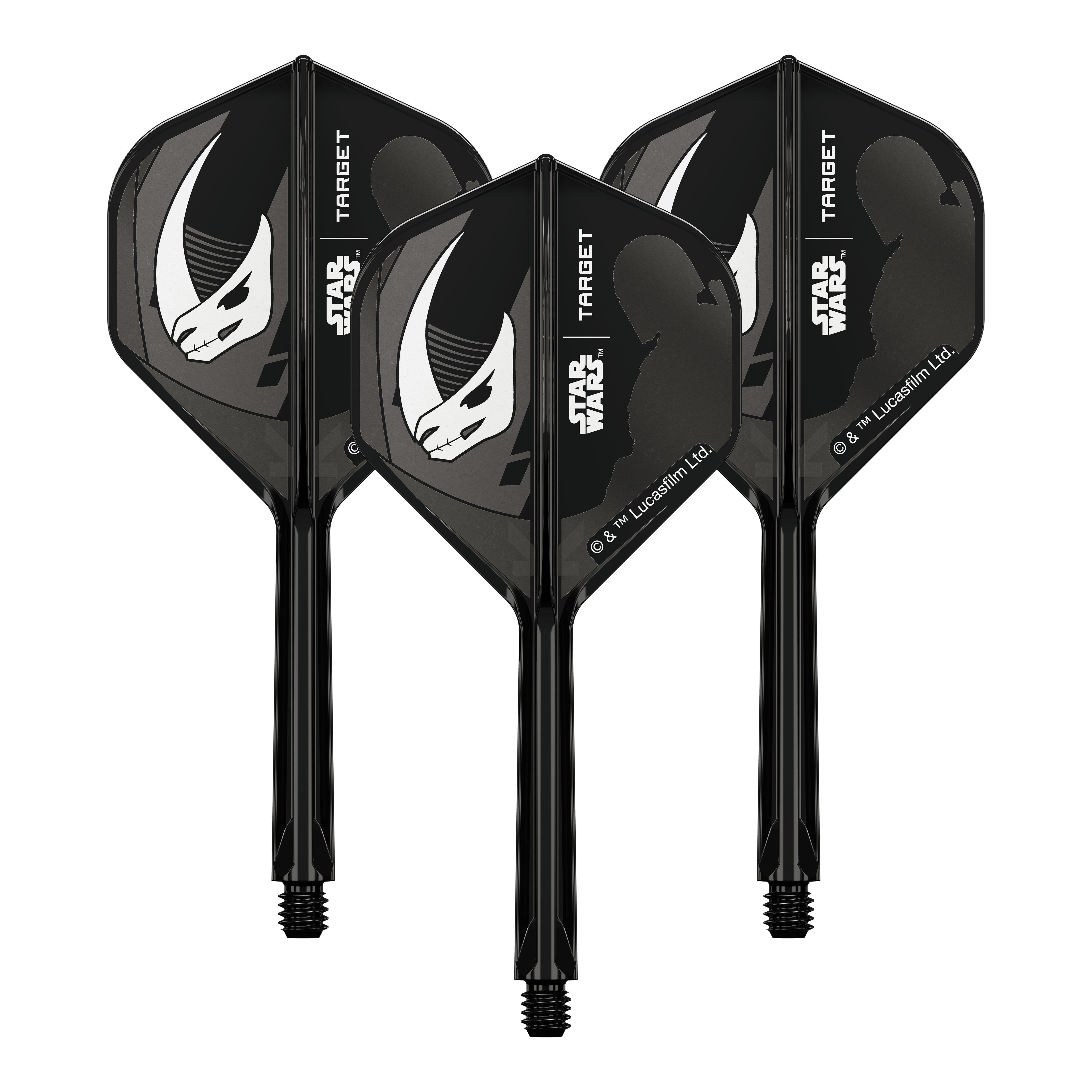 Target Star Wars K-Flex-Set Mandalorian No2 Standard Flights Abbildung eines Star Wars K-Flex Mandalorian Armour Produkts. Es handelt sich um Standard Flights mit 33 mm Länge.