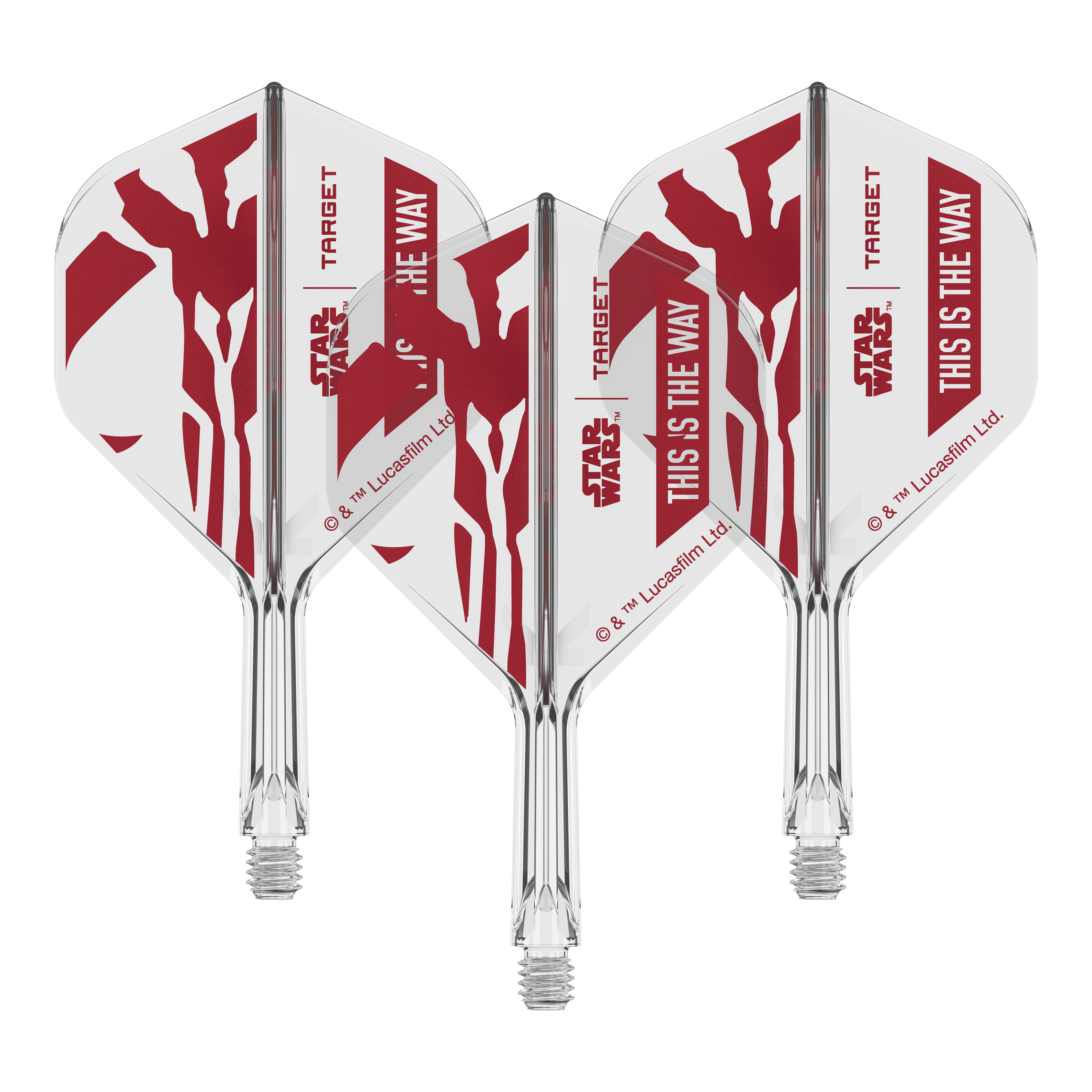 Set Target Star Wars K-Flex Mandalorian No2 Voli Standard Dieses Dart-Flight zeigt das Star Wars Motiv 'This Is The Way'. Es ist das Modell 'K-Flex This Is The Way No2 Standard Flights' mit 19mm.