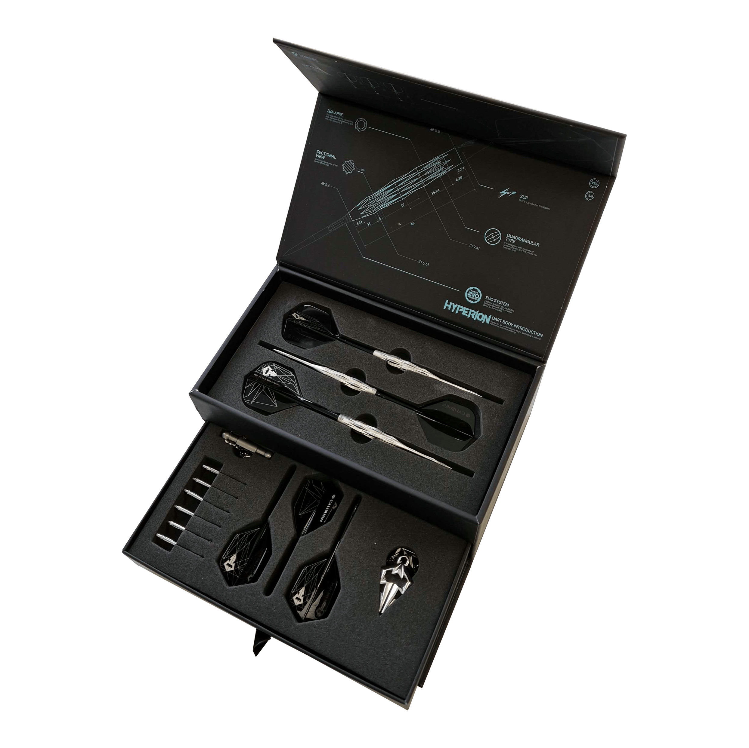 Ocelové šipky Caliburn Starships Series Hyperion - 22g Gezeigt werden die Caliburn Starships Series Hyperion Steeldarts - 22g. Die Darts sind ideal für ambitionierte Spieler.
