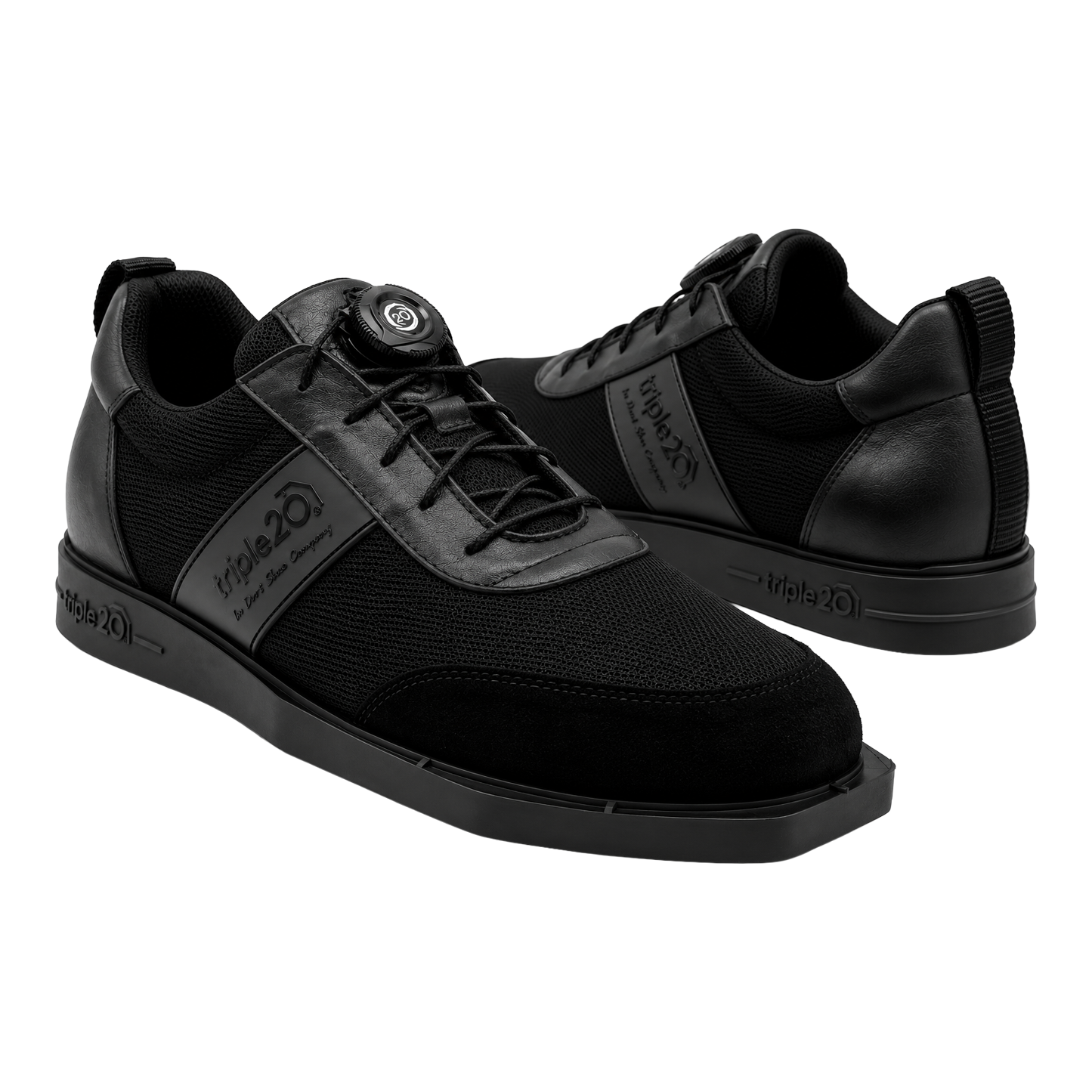 Triple20 Dart Shoes Textilní s otočným zapínáním - Černé Das Produkt zeigt die Triple20 Dartschuhe Textil mit Drehverschluss - Schwarz. Es handelt sich um Sportschuhe für Darts.