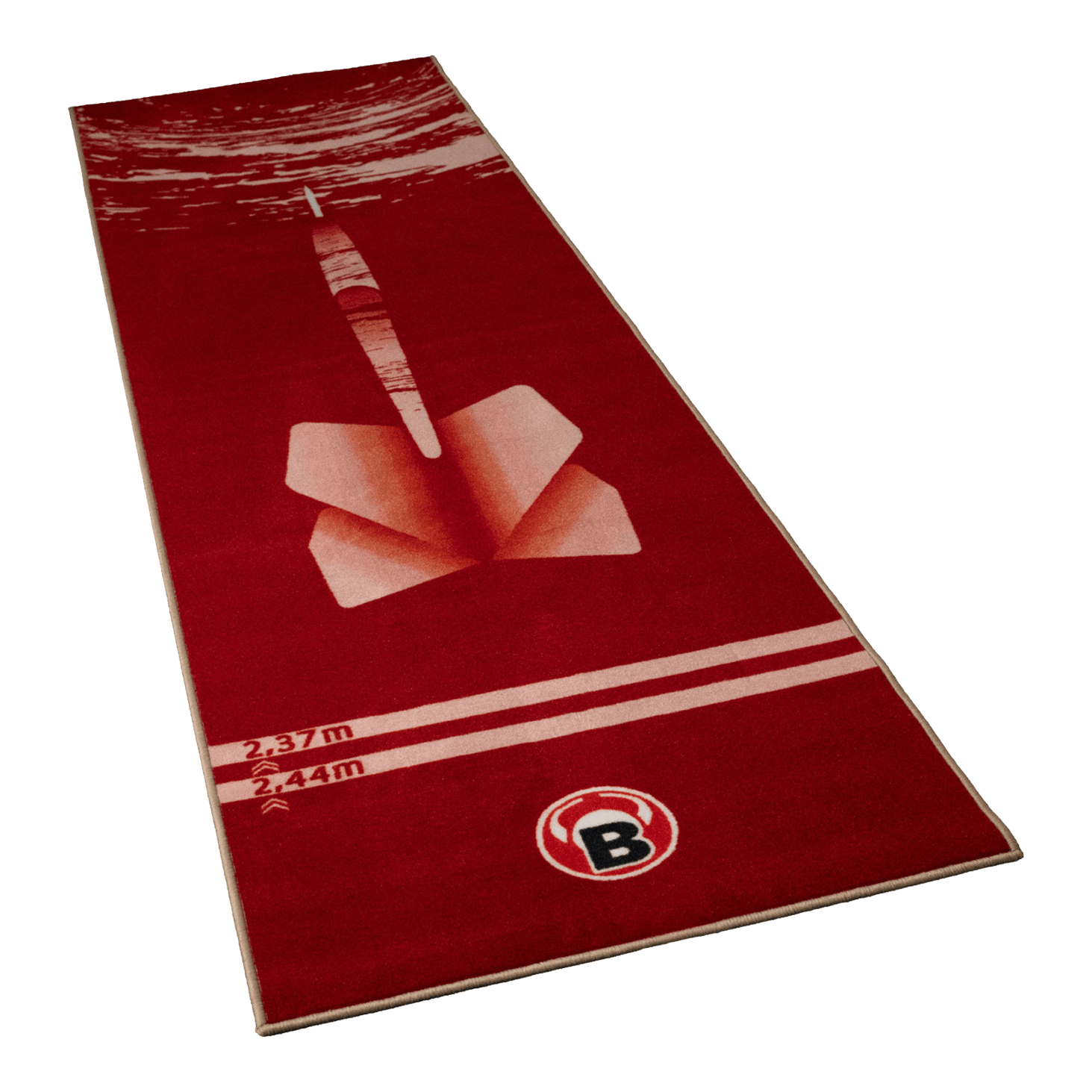Koberec Beazd Carpet-Mat 180 - červený Abgebildet ist der Beazd Carpet-Mat Teppich 180 in Rot. Er dient als Schutzmatte für den Wurfbereich beim Dart.