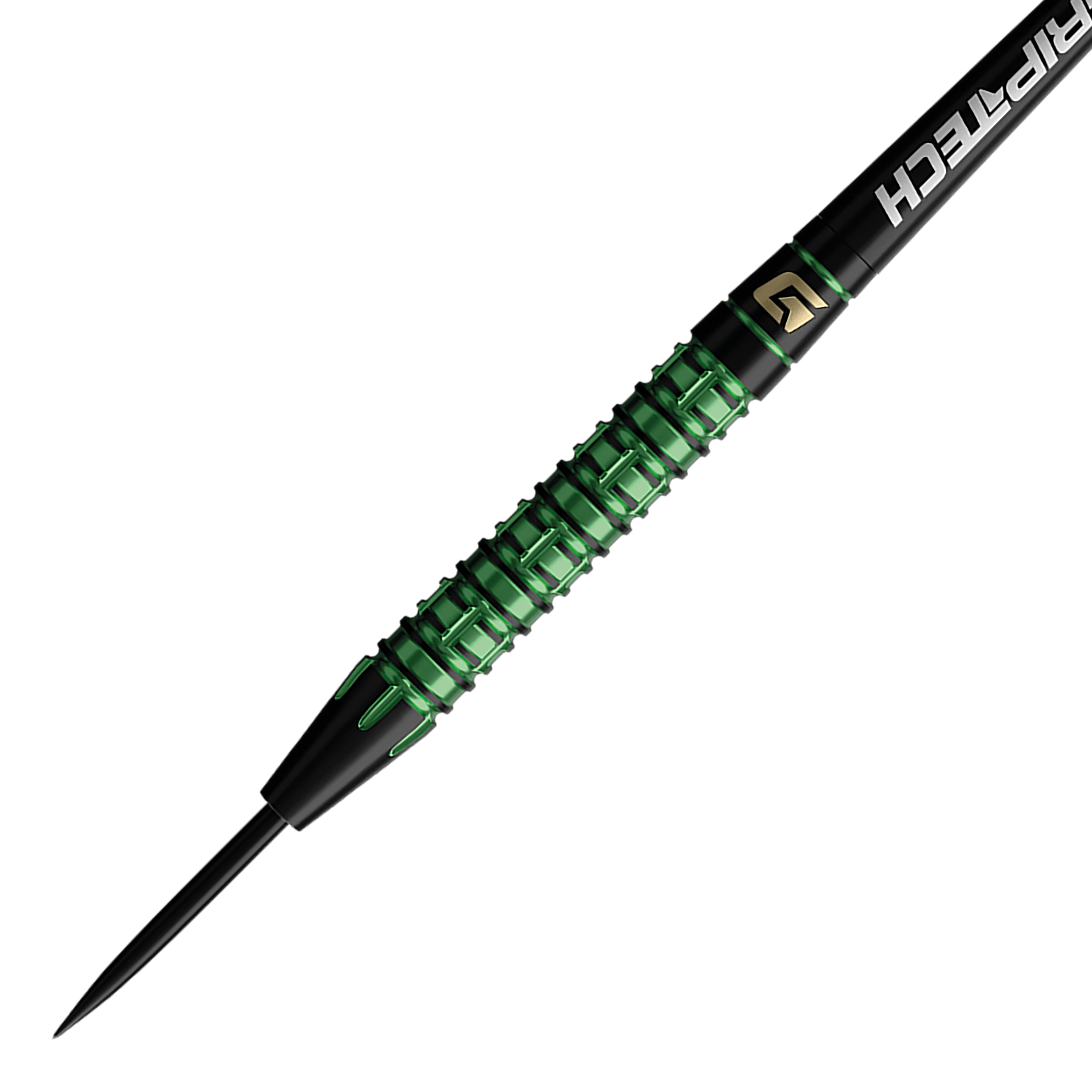 Freccette in acciaio al tungsteno verde GOAT Athlete Zu sehen sind die GOAT Athlete Green Tungsten Steeldarts. Das Foto präsentiert die Darts aus einer anderen Perspektive.