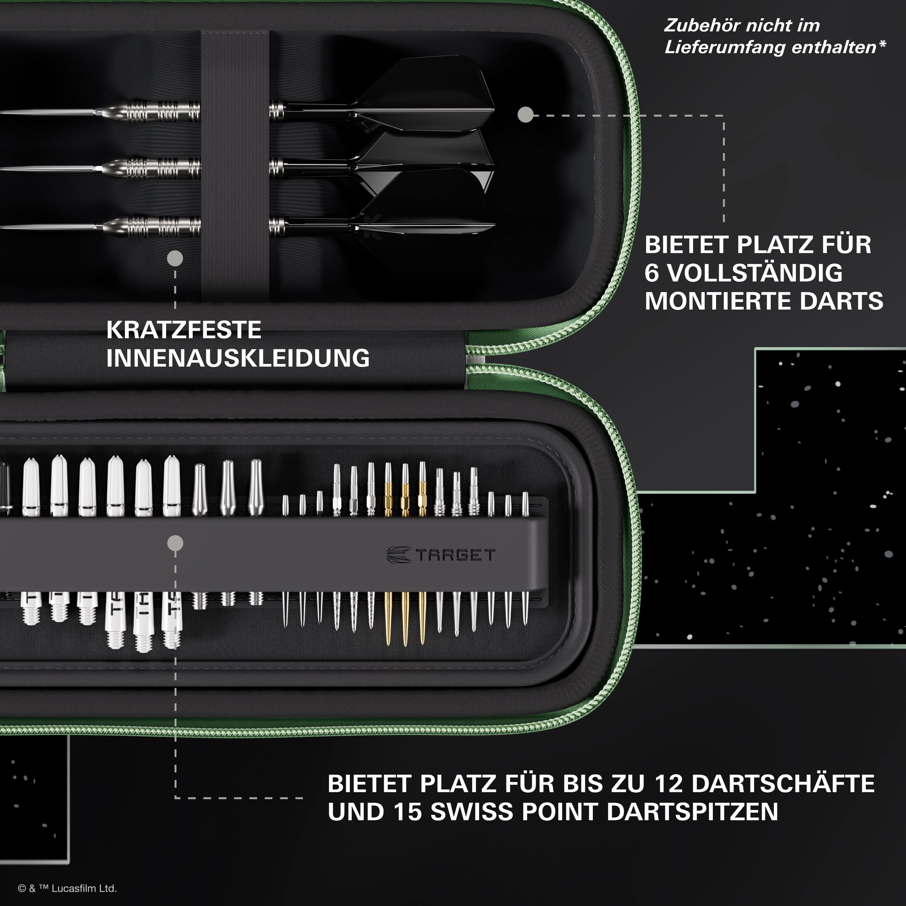 Pouzdro na šipky Target Star Wars Boa - Grogu Target Star Wars Boa Dartcase - Grogu ist ein Dartcase mit Grogu-Motiv aus der Star Wars Serie. Das Produkt eignet sich ideal für das sichere Aufbewahren von Darts und Zubehör.