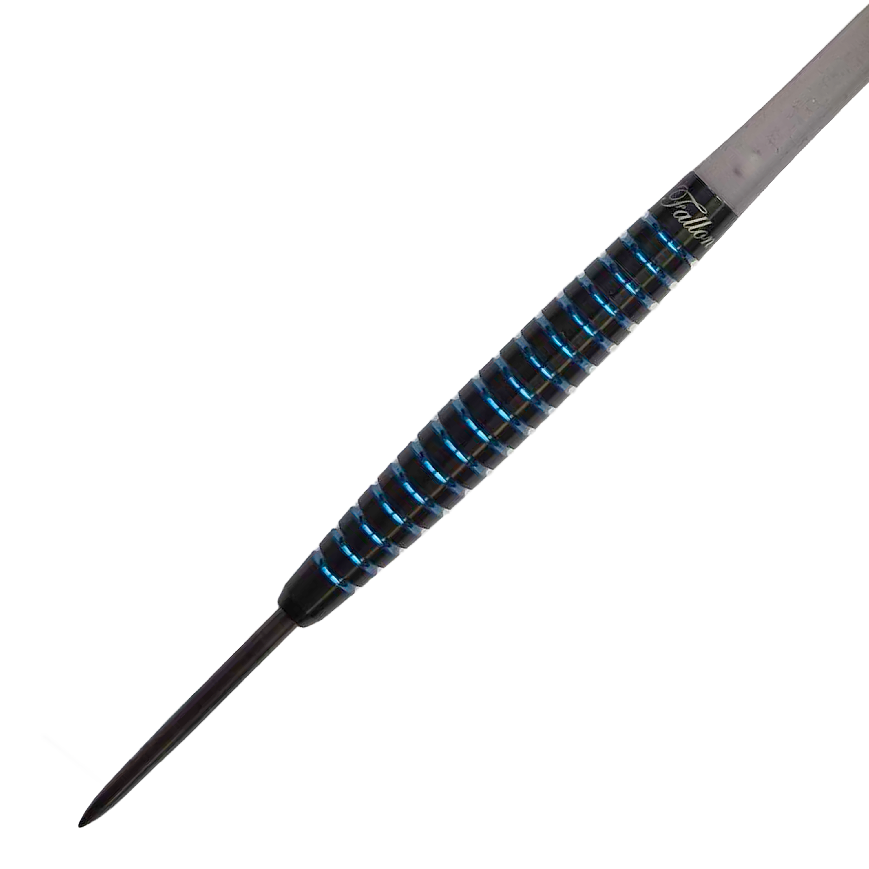 Dardos Dynasty Fallon Sherrock 4 AFlow BK de acero - Con autógrafo - 23 g Das Bild zeigt einen Dynasty Fallon Sherrock 4 AFlow BK Steeldart mit Autogramm. Der Dart wiegt 23 Gramm und hat ein schwarz-blaues Rillendesign.