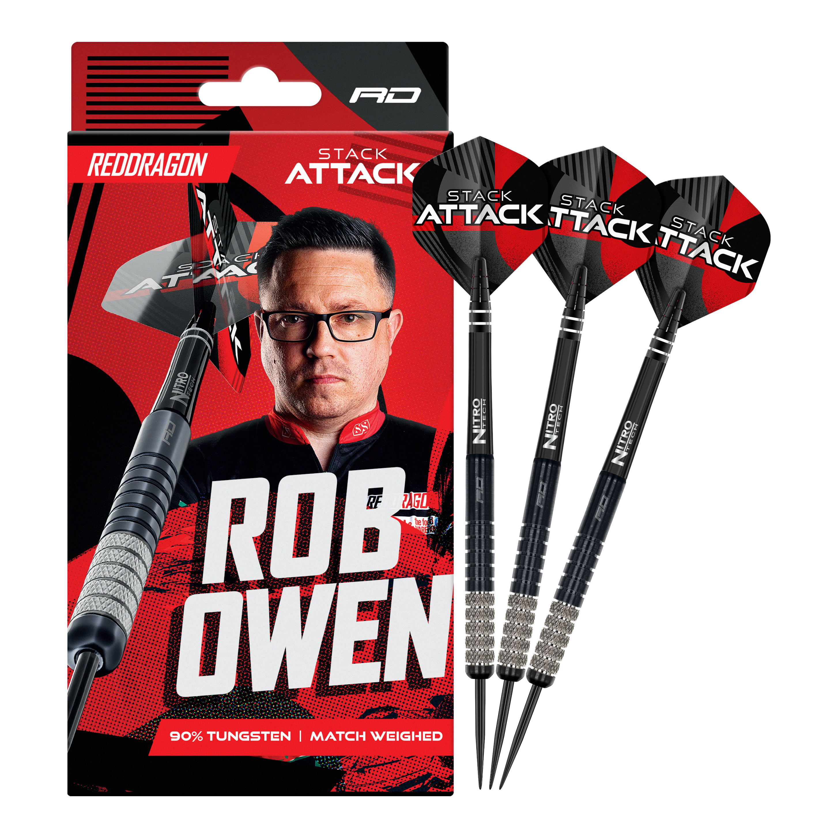 Ocelové šipky Red Dragon Rob Owen Stack Attack - 22g Red Dragon Rob Owen Stack Attack Steeldarts - 22g ist ein Set hochqualitativer Dartpfeile in 22 Gramm. Das Produkt bietet Präzision und ist für Turniere geeignet.