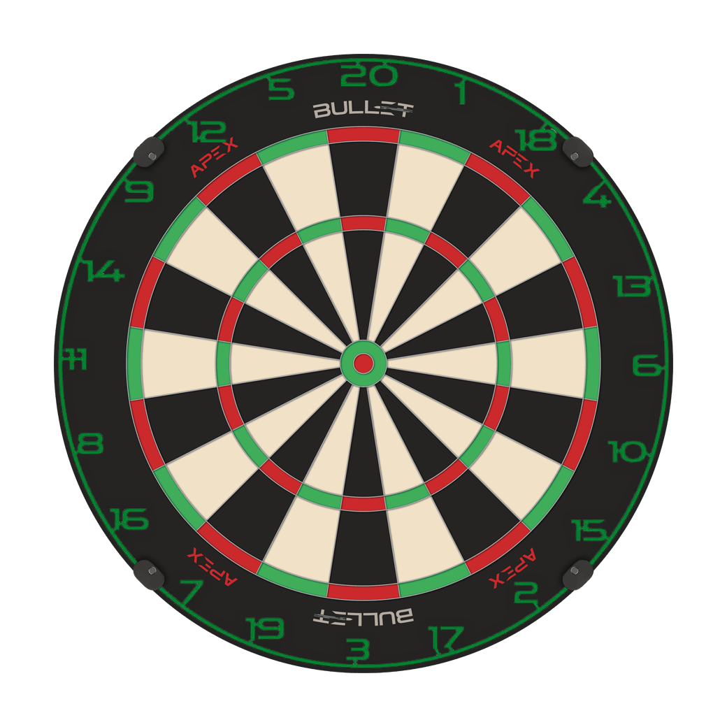 Bullet Dartboard Zahlenring Zwei Zahlenringe werden nebeneinander liegend präsentiert. Die Ziffern sind kontrastreich angeordnet.