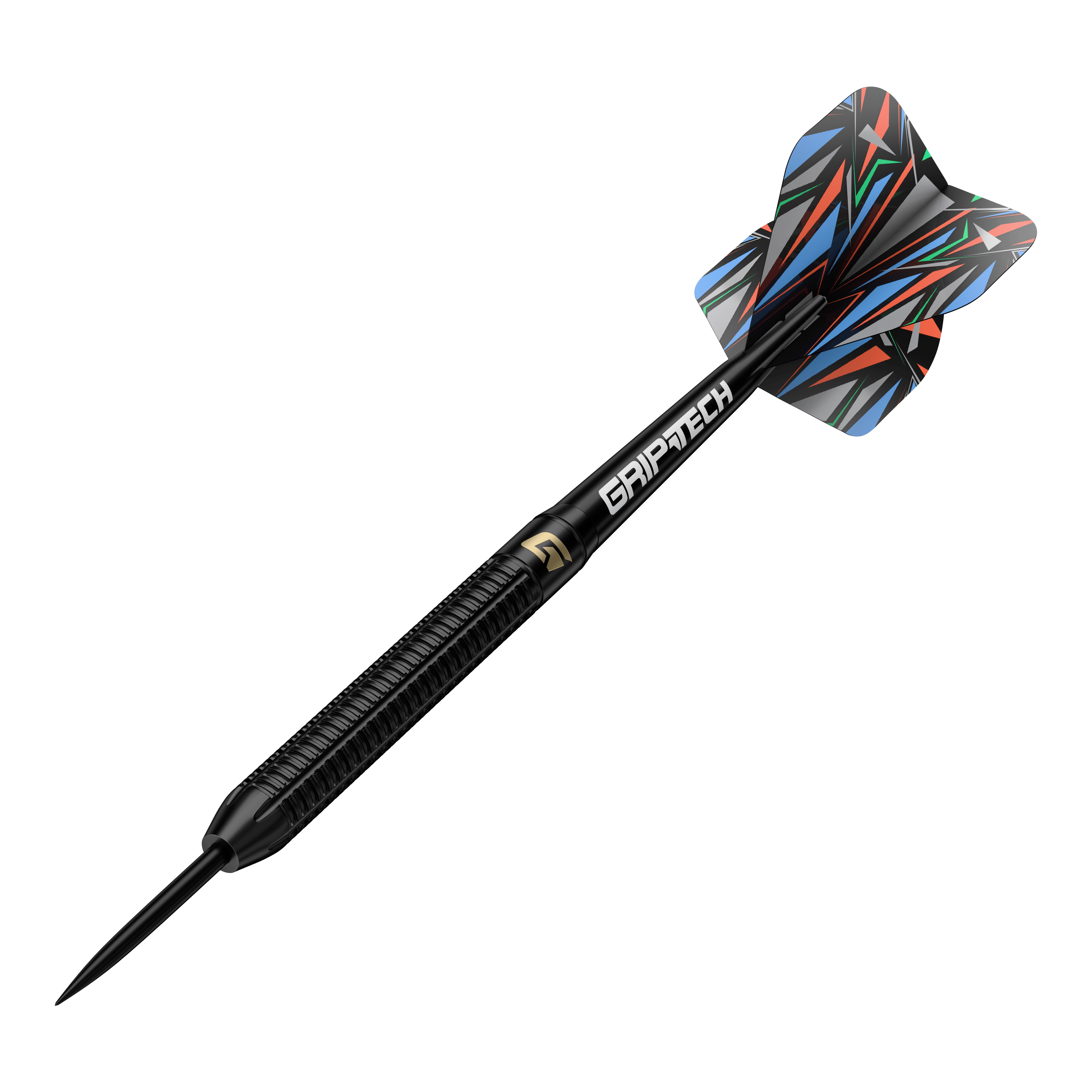 Freccette in acciaio GOAT Athlete in ottone nero - 13 g Dies ist der GOAT Athlete Black Brass Steeldart mit einem Gewicht von 13g. Der Dart hat ein schwarzes Design mit buntem Flight und der Aufschrift "GRIPTECH".