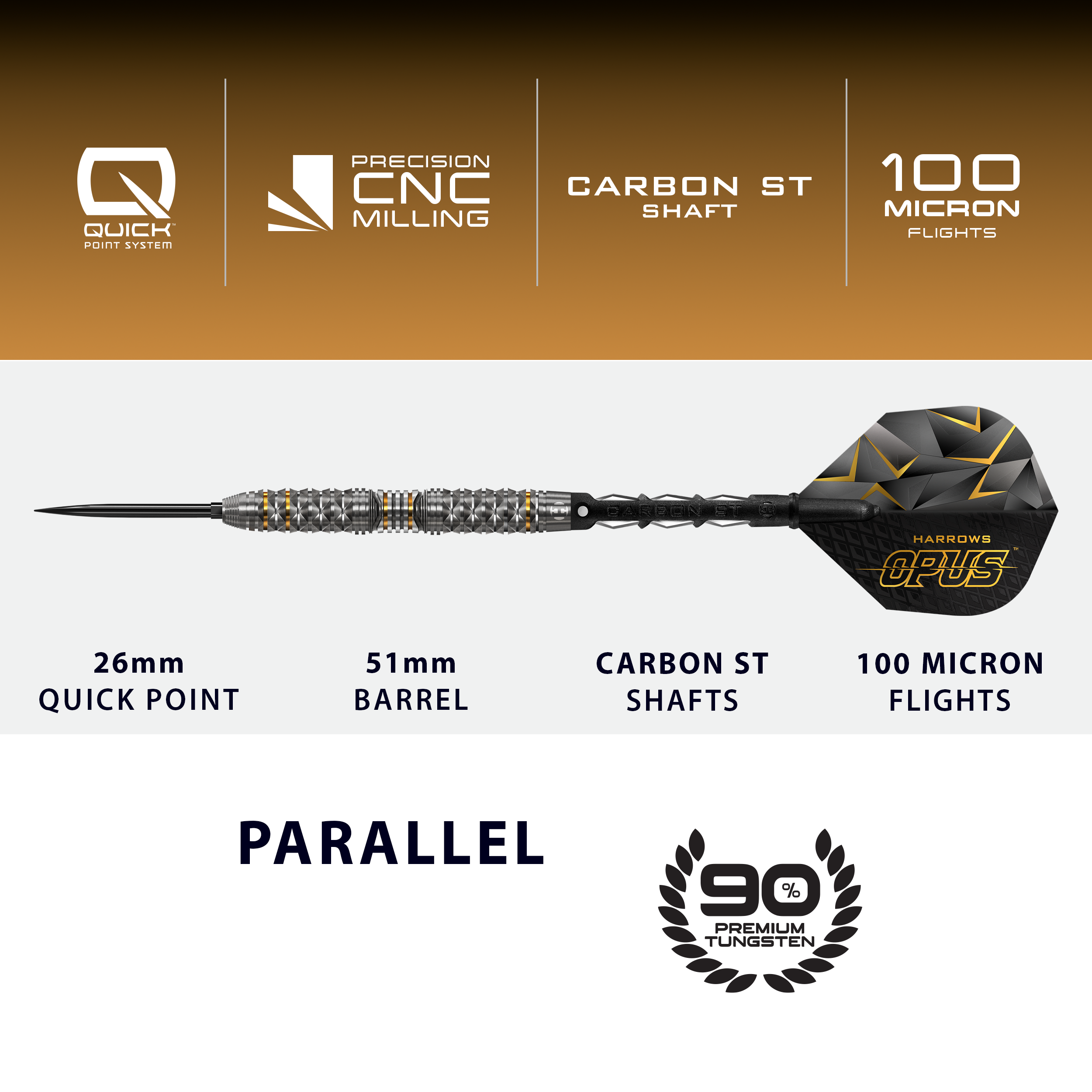 Das Bild präsentiert die Harrows Opus Quick Point Steeldarts - 23g. Sie zeichnen sich durch ihre hochwertige Verarbeitung aus.