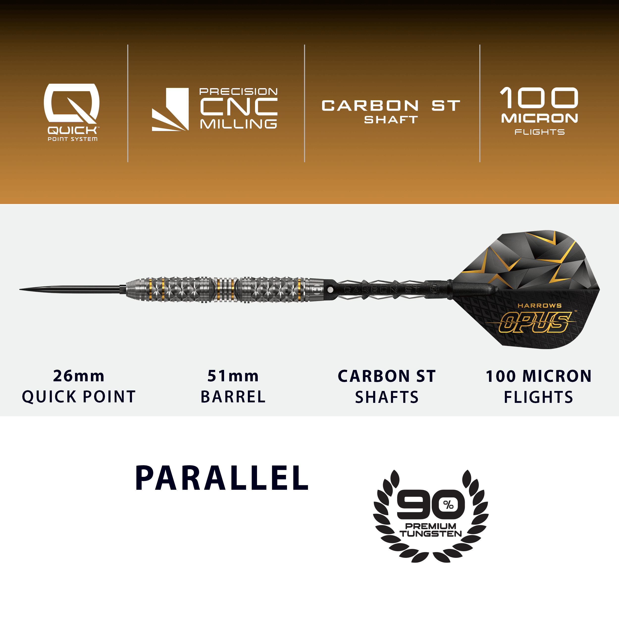 Fléchettes en acier Harrow's Opus Quick Point Das Bild präsentiert die Harrows Opus Quick Point Steeldarts - 23g. Sie zeichnen sich durch ihre hochwertige Verarbeitung aus.