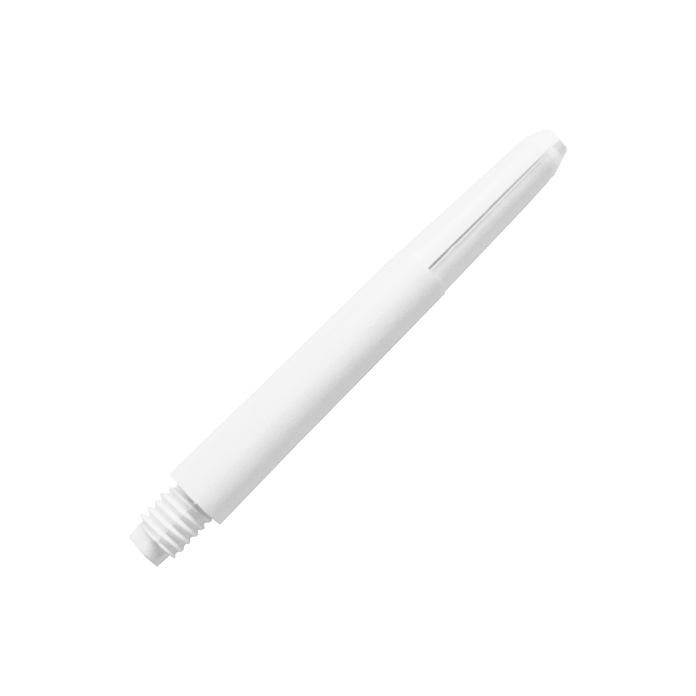 Auf dem Bild ist ein schneeweißer Nylon-Schaft zu sehen. Er hat ein einfaches, glattes Design und ist für den Einsatz bei Dartpfeilen geeignet.