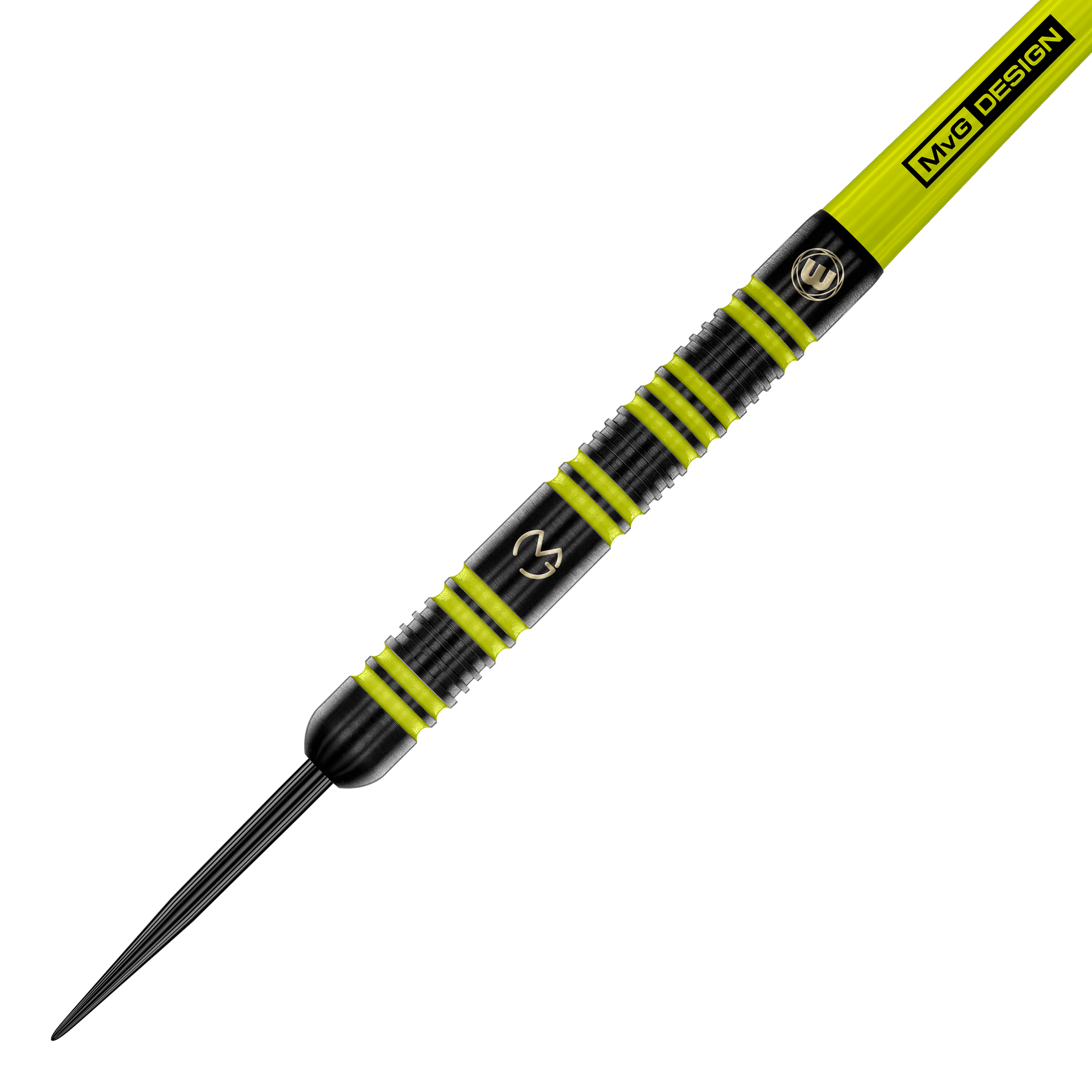 Ocelové šipky Winmau Michael Van Gerwen 85 Pro-Series Das Produkt Winmau Michael Van Gerwen 85 Pro-Series Steeldarts ist zu sehen. Mehrere Darts sind nebeneinander angeordnet.