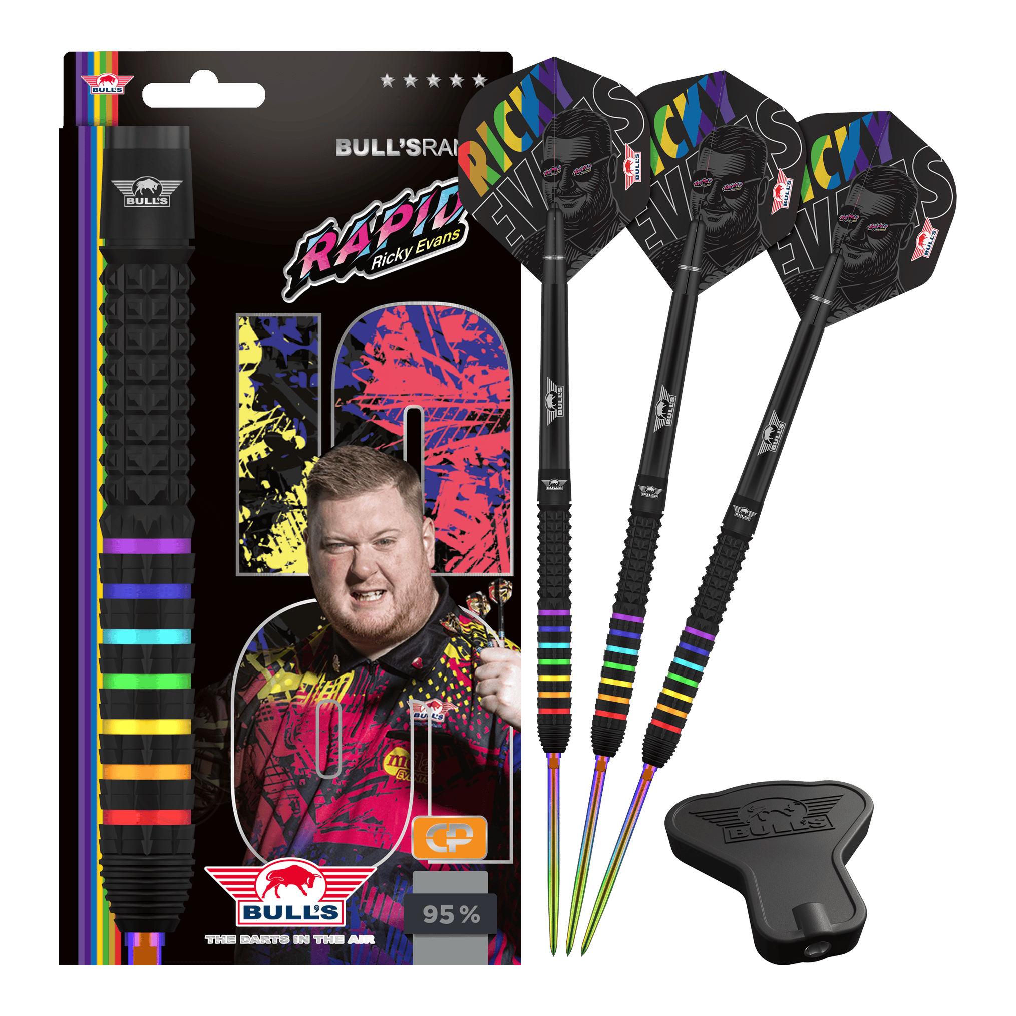 Šipky Bulls NL Ricky Evans Rapid 95 Convertible Point Steel Darts Das Produkt zeigt Bulls NL Ricky Evans Rapid 95 Convertible Point Steeldarts. Das Set ist für verschiedene Spielarten nutzbar.