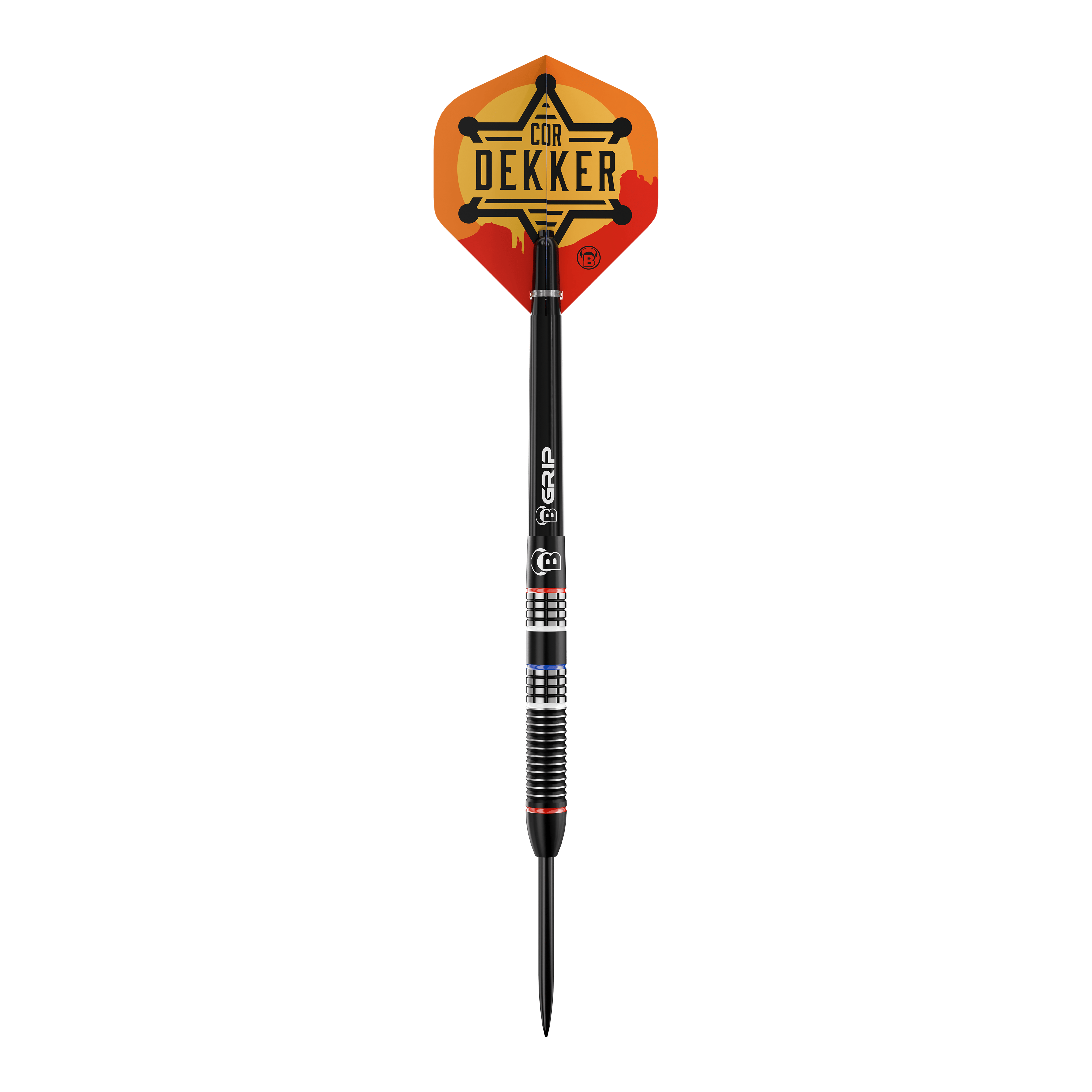 Bulls Cor Dekker The Sheriff Steeldarts - 23g Das Bild zeigt Bulls Cor Dekker The Sheriff Steeldarts, 23 Gramm schwer. Diese Steeldarts sind für ambitionierte Dartspieler konzipiert.