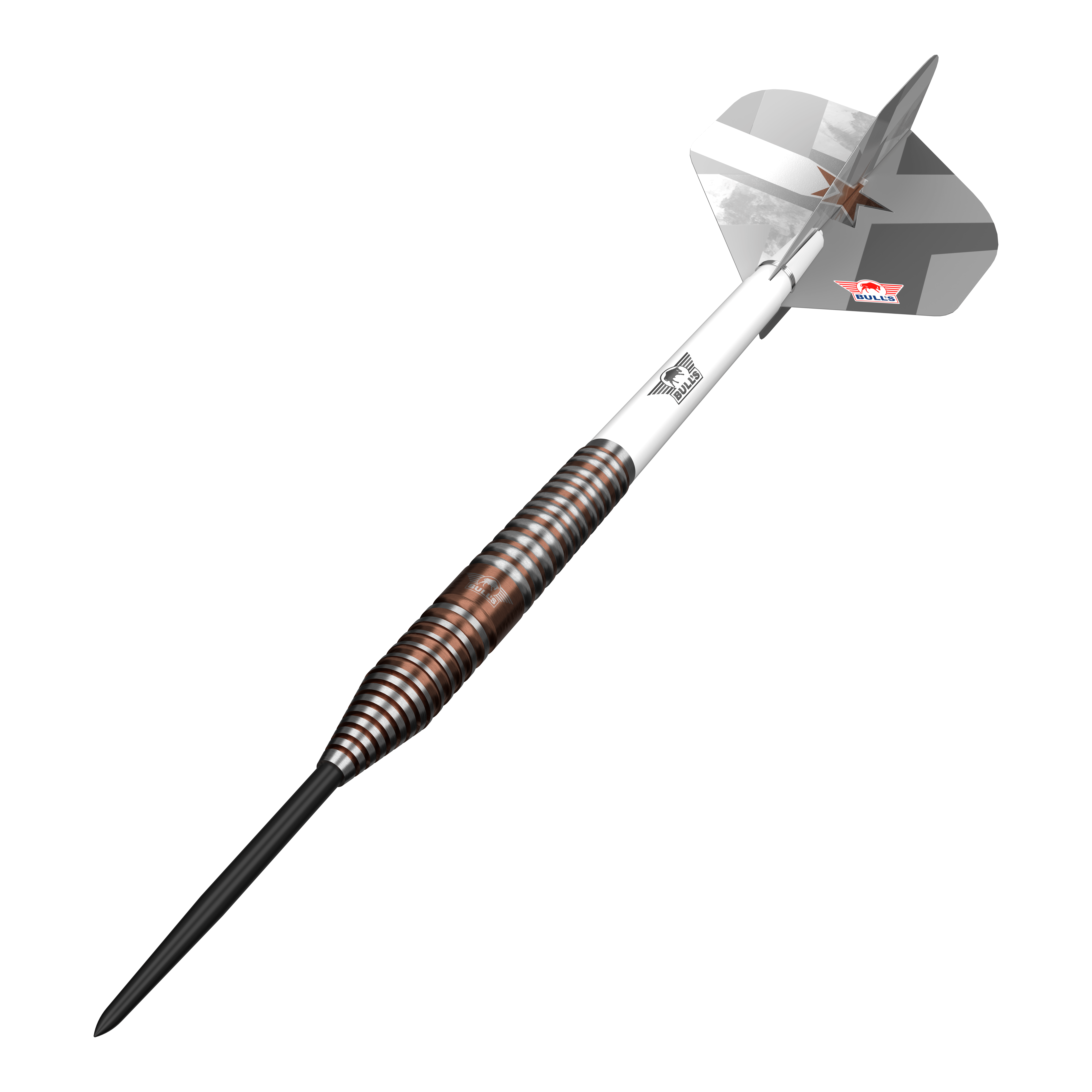 Bulls NL Max Hopp E5 Steeldarts Abgebildet sind Bulls NL Max Hopp E5 Steeldarts. Sie bieten einen guten Griff und eine ausgewogene Gewichtsverteilung.