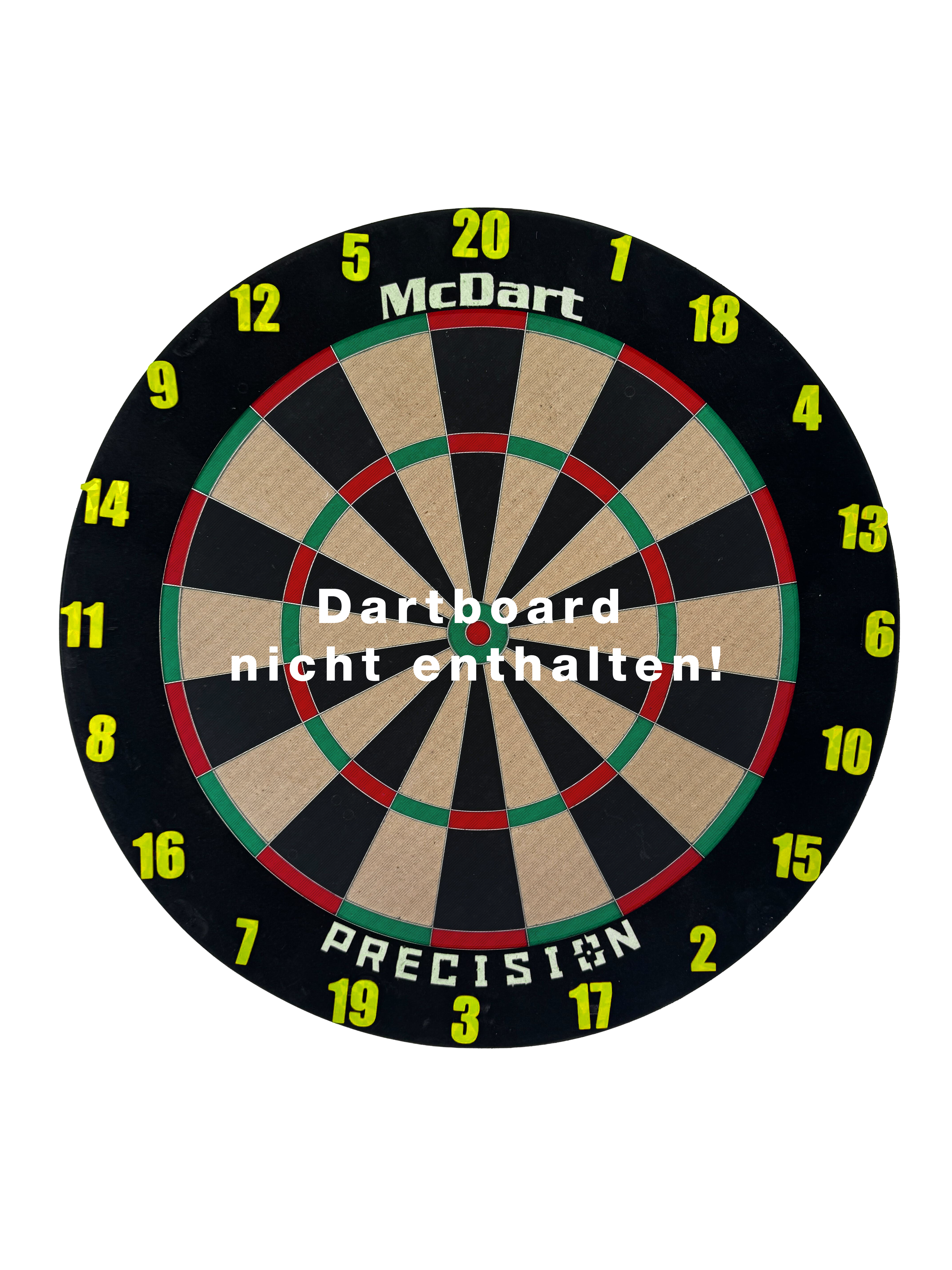 Pierścienie z numerami do tarczy do darta McDart / Pierścienie z numerami klasyczne Auf dem Bild ist ein klassisches gelbes Board zu sehen. Das Board ist einfach und funktional gestaltet.