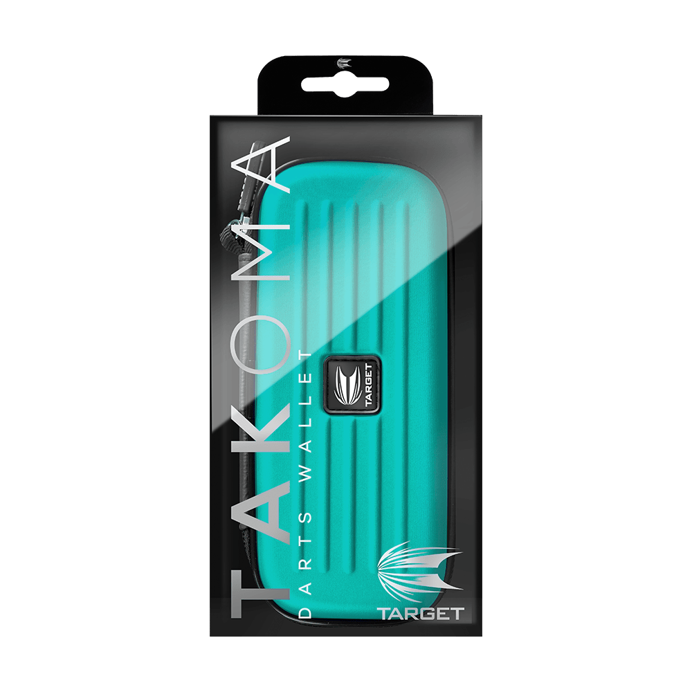 125819_Target_Takoma_Dartwallet_Aqua_3 Das Bild zeigt das Produkt "Target Takoma Dartwallet" in seiner Verpackung. Das Dartwallet ist türkisfarben und hat ein modernes Design mit dem Target-Logo auf der Vorderseite.