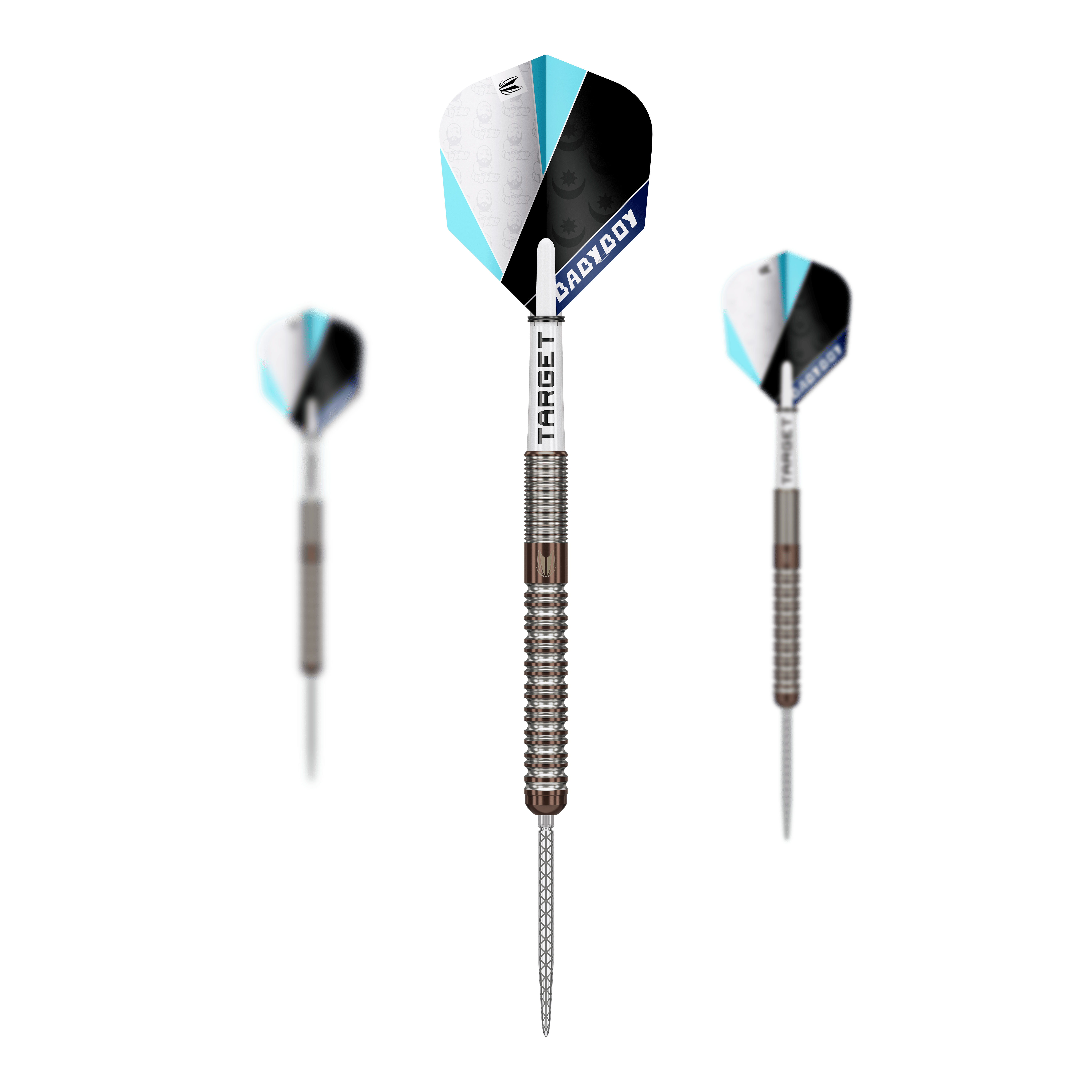 Abgebildet sind die Target Adam Lipscombe Swiss Points Steeldarts. Dieses Dart-Set zeichnet sich durch besondere Präzision aus.