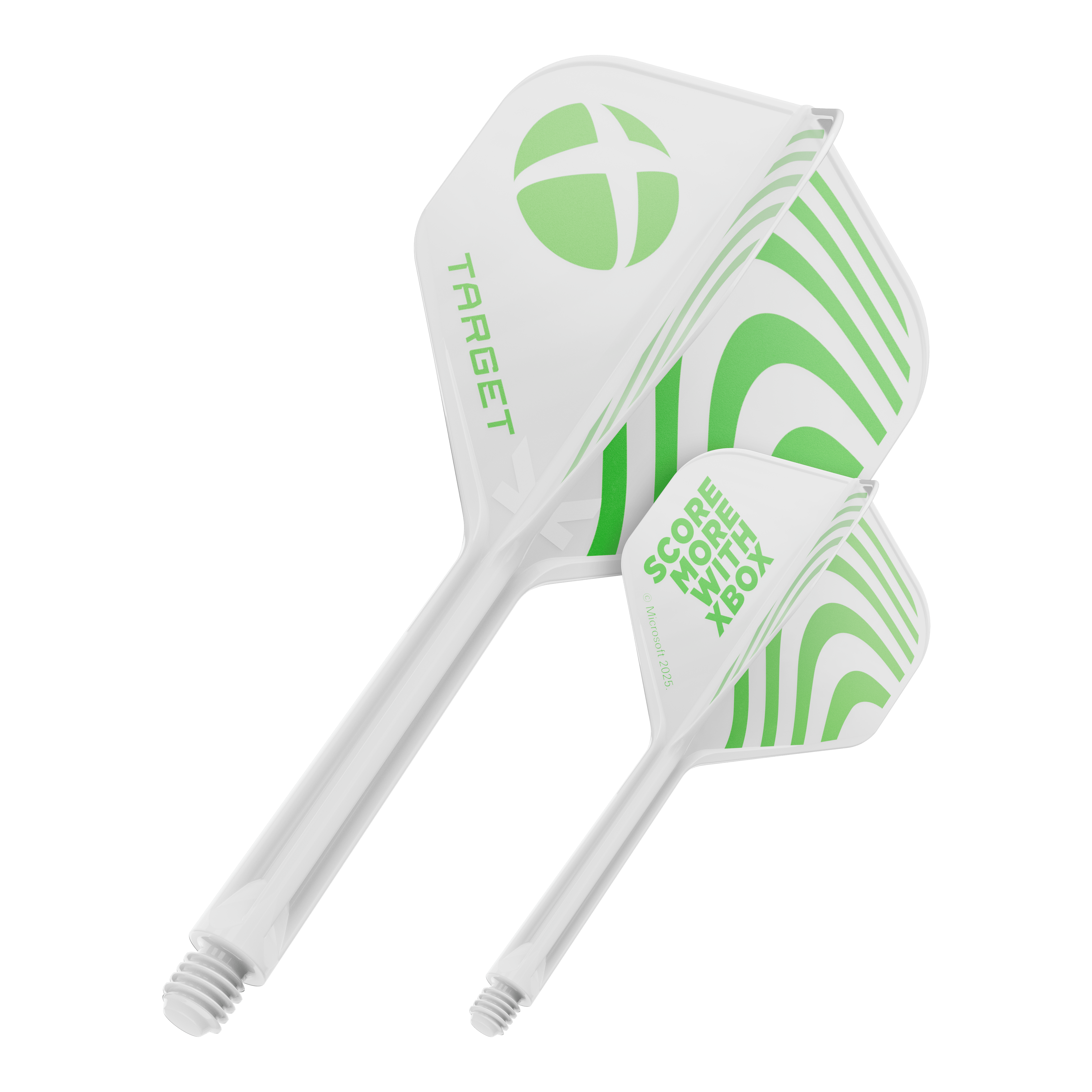 Target Xbox K-Flex No2 Standard Flights - White Ein Produktbild mit dem Dateinamen 410612_Target_Xbox_KFlex_No2_Standard_Flights_33mm_1. Das Bild zeigt vermutlich ein Dartzubehör.