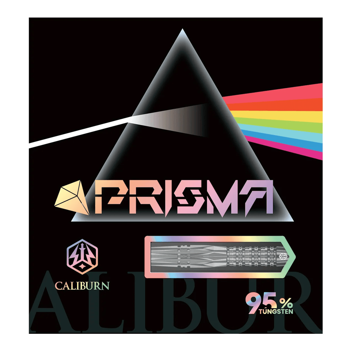 Auf dem Bild ist der Caliburn Prisma P1 Softdart - 19g zu sehen. Es handelt sich um einen hochwertigen Softdart für präzises Spiel.