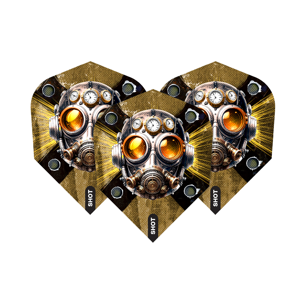 Shot Badlands The Sherriff No6 Lety Hier ist das Produkt Shot Badlands The Sherriff No6 Flights abgebildet. Man sieht spezielle Dart-Flights mit individuellem Muster.