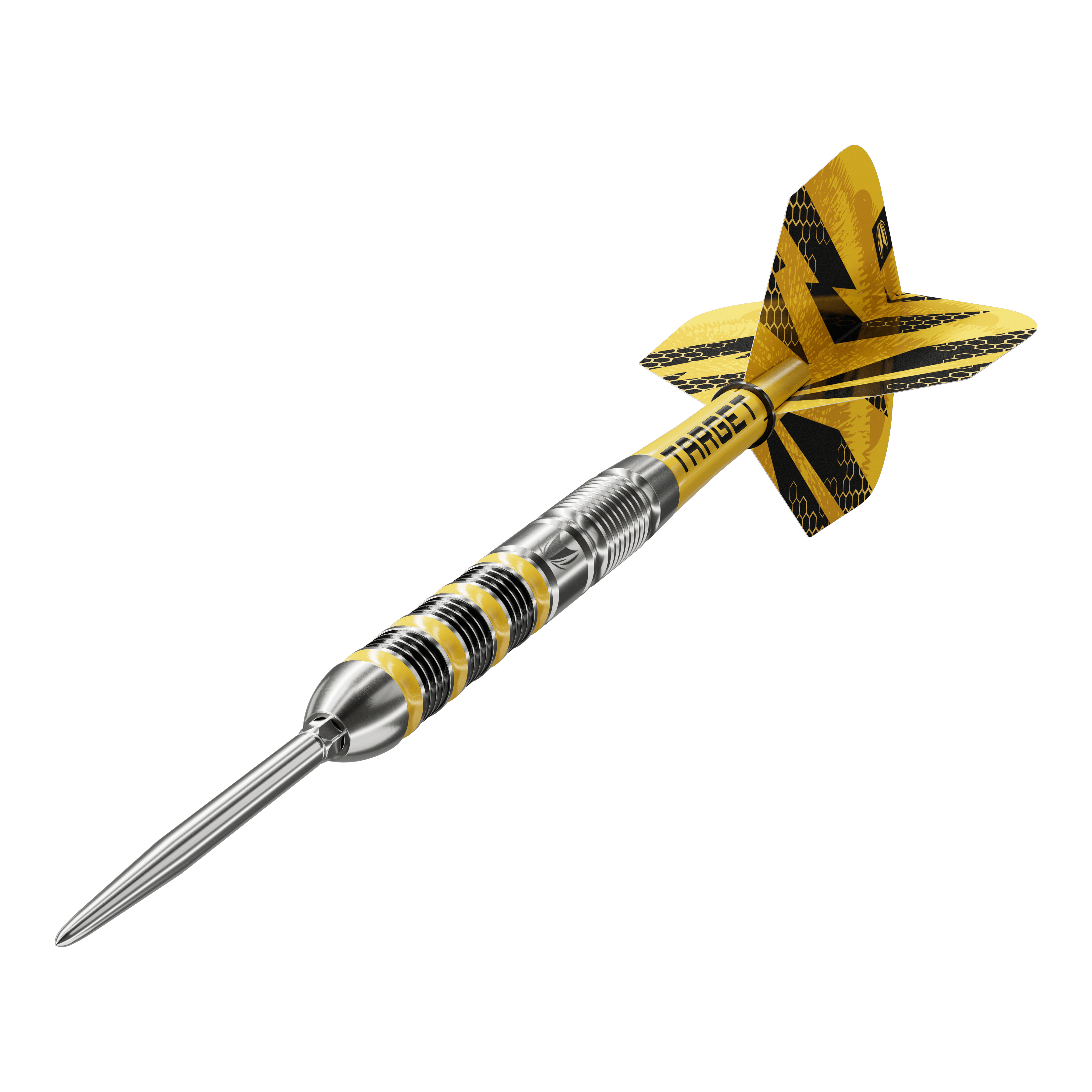 Target Buzz 01 Swiss Points Steeldarts Das Foto zeigt Target Buzz 01 Swiss Points Steeldarts. Sie bieten eine gute Griffigkeit und Präzision beim Wurf.